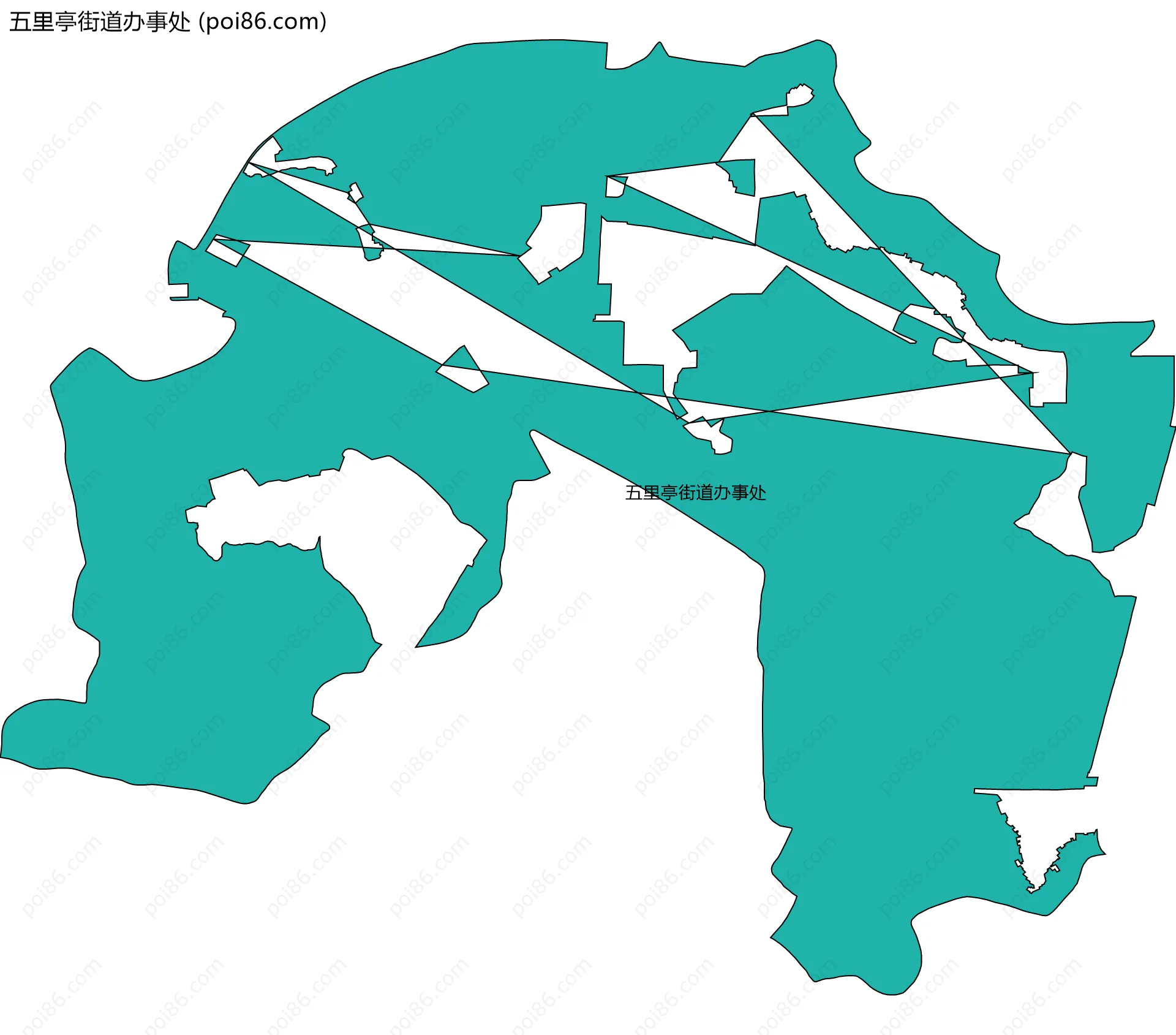五里亭街道办事处边界地图