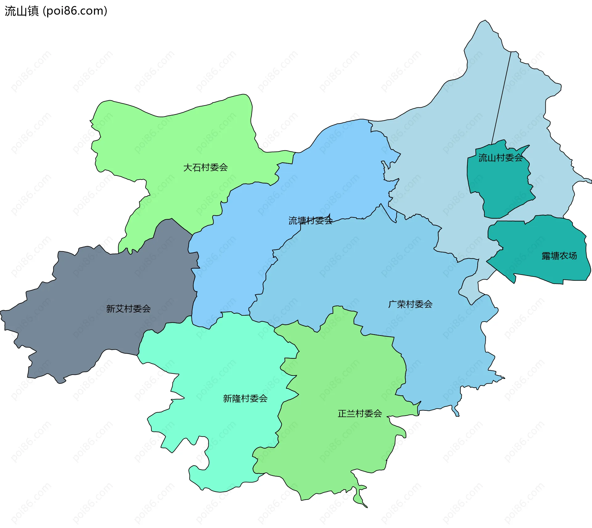 流山镇边界地图(五级行政区划)