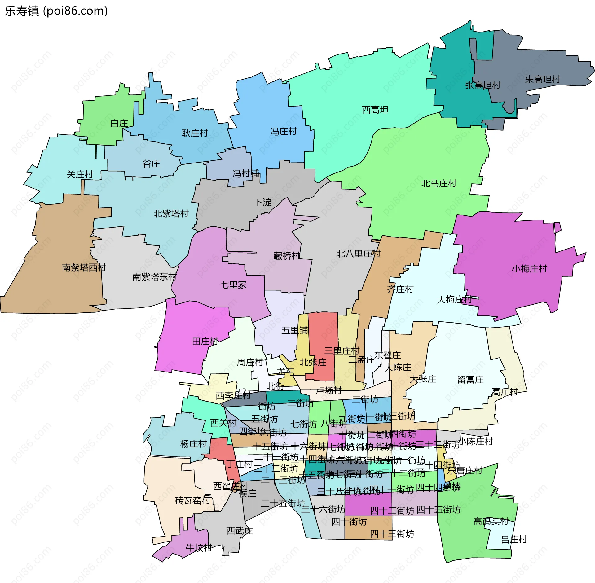 乐寿镇边界地图(五级行政区划)
