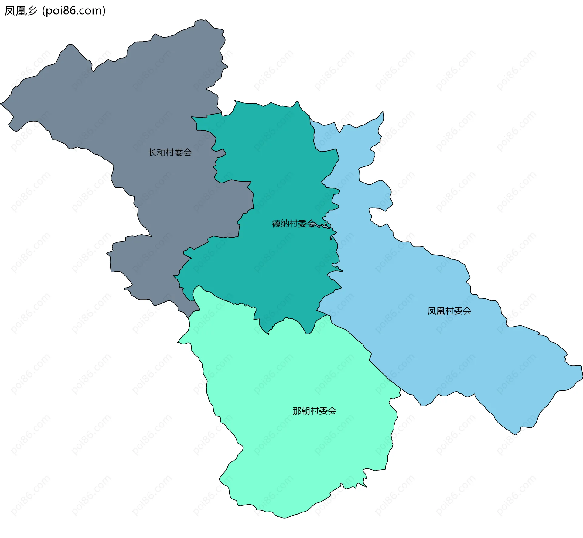 凤凰乡边界地图(五级行政区划)