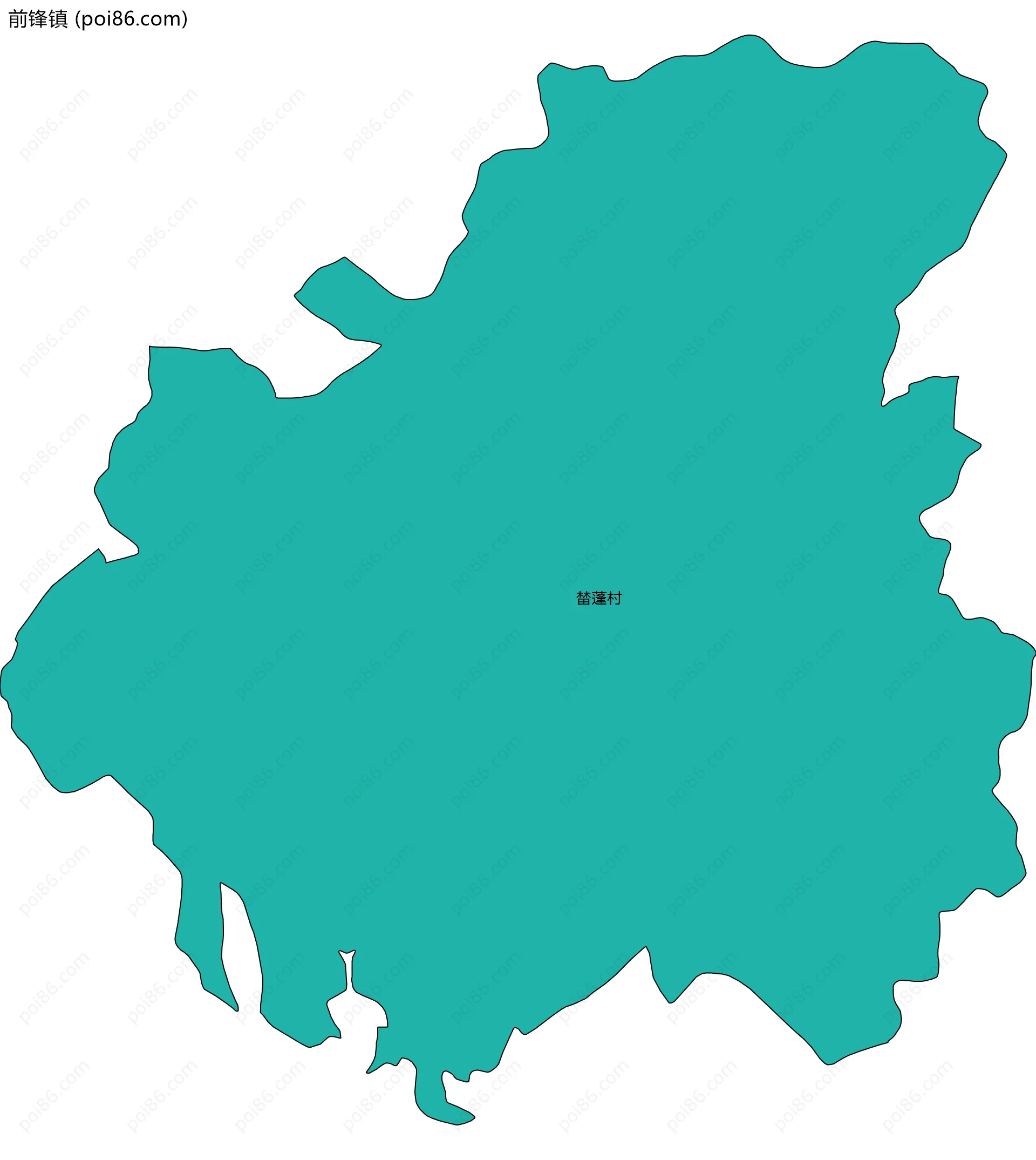 前锋镇边界地图(五级行政区划)