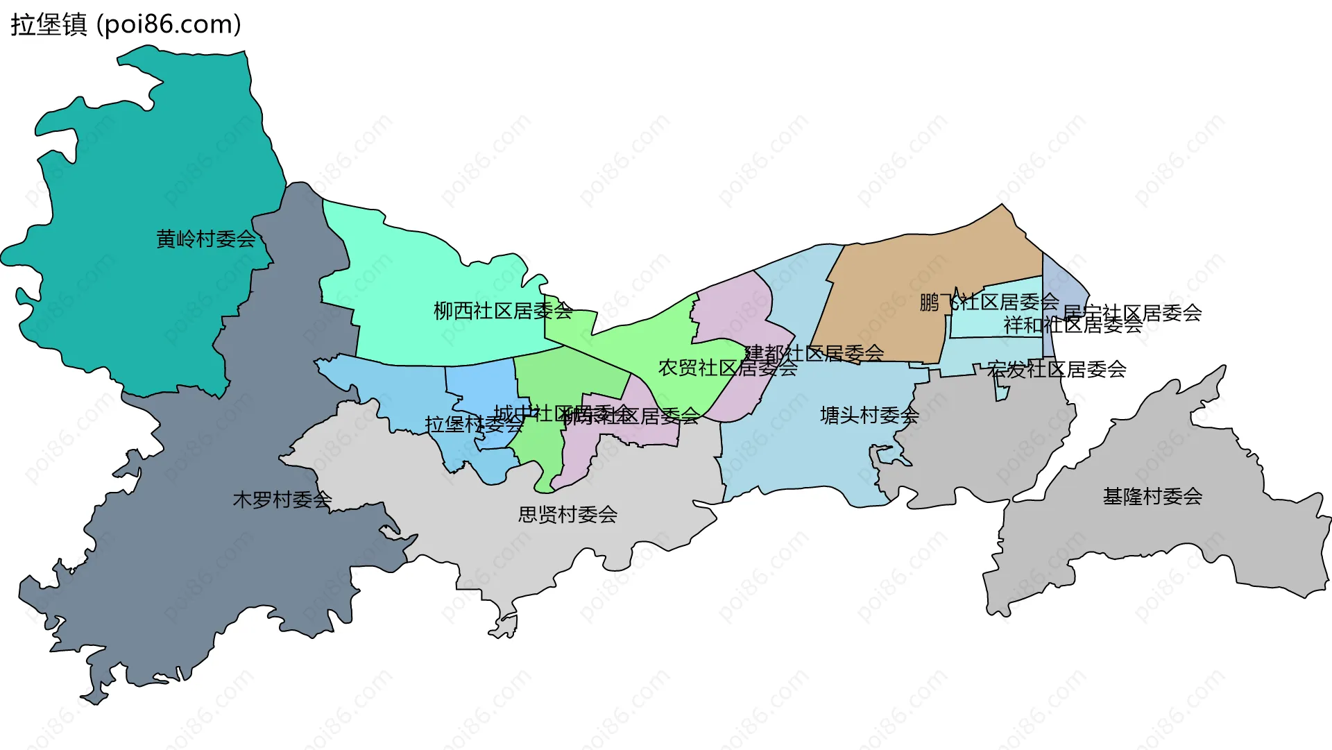 拉堡镇边界地图(五级行政区划)