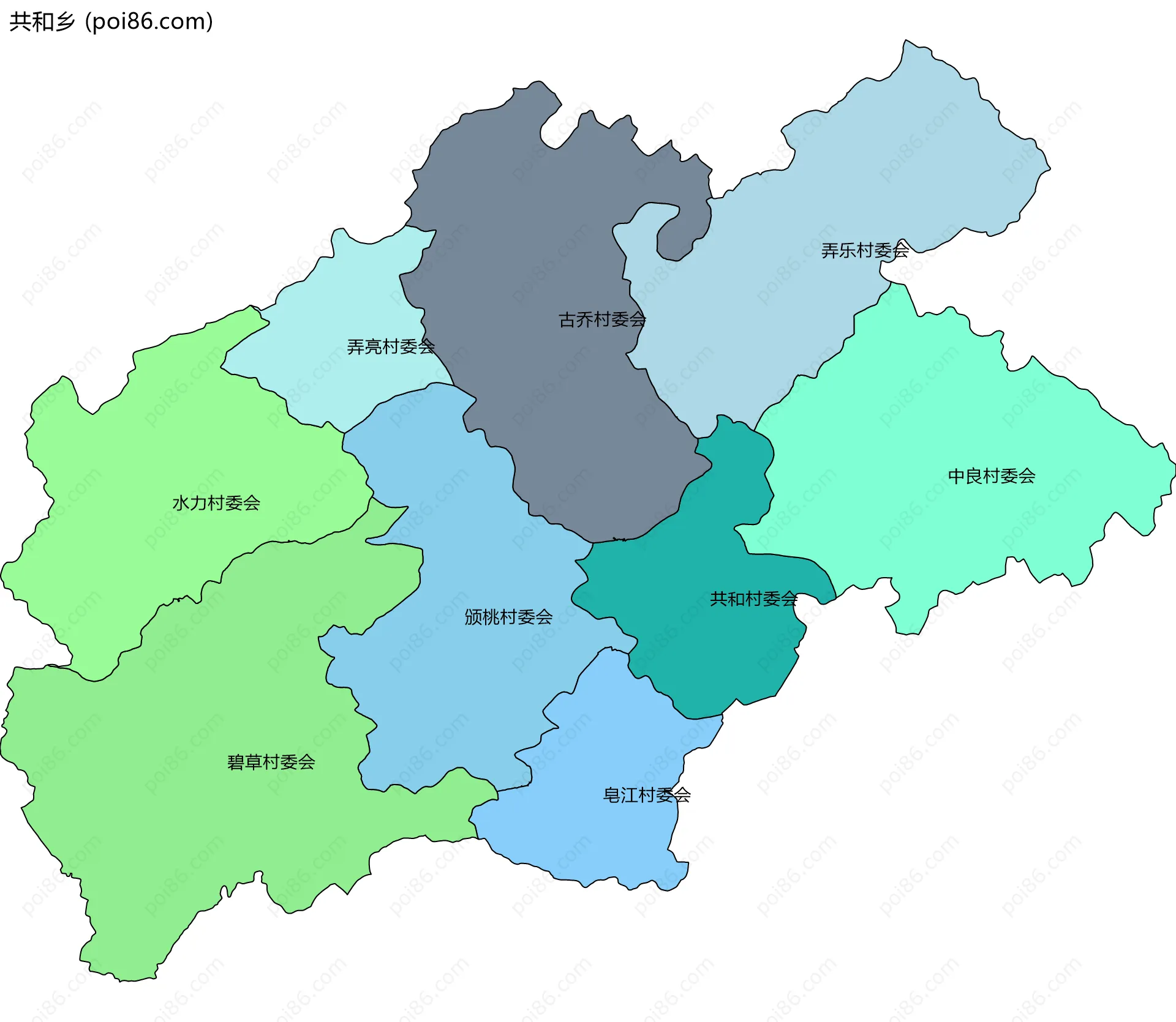 共和乡边界地图(五级行政区划)