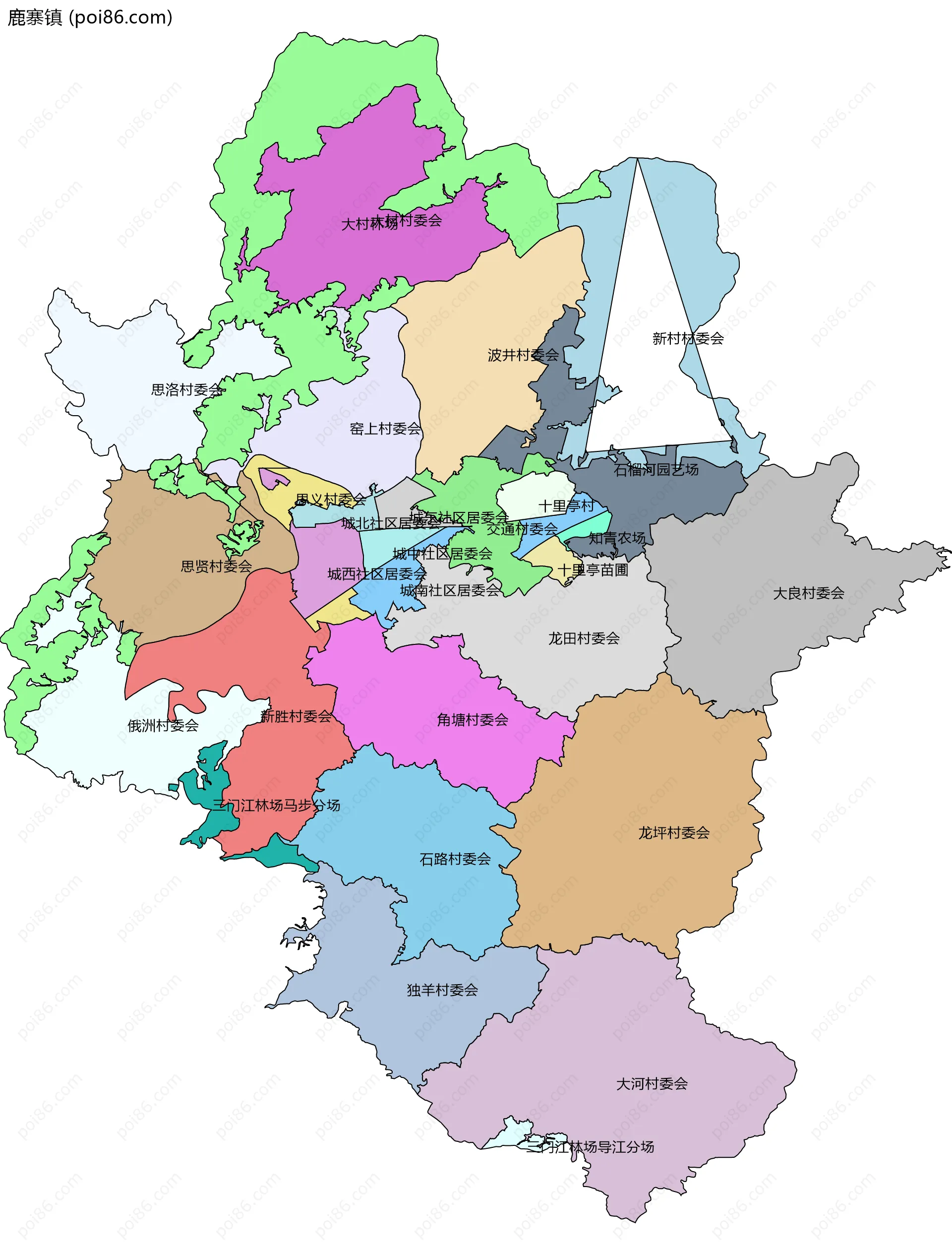 鹿寨镇边界地图(五级行政区划)