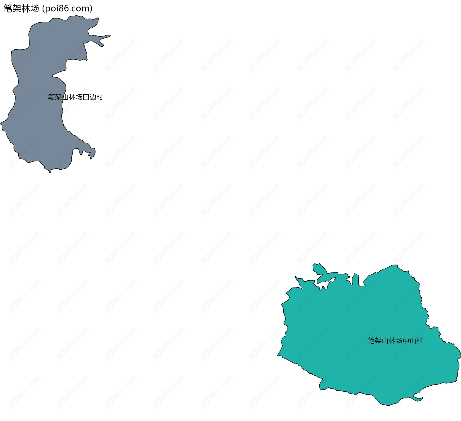 笔架林场边界地图(五级行政区划)