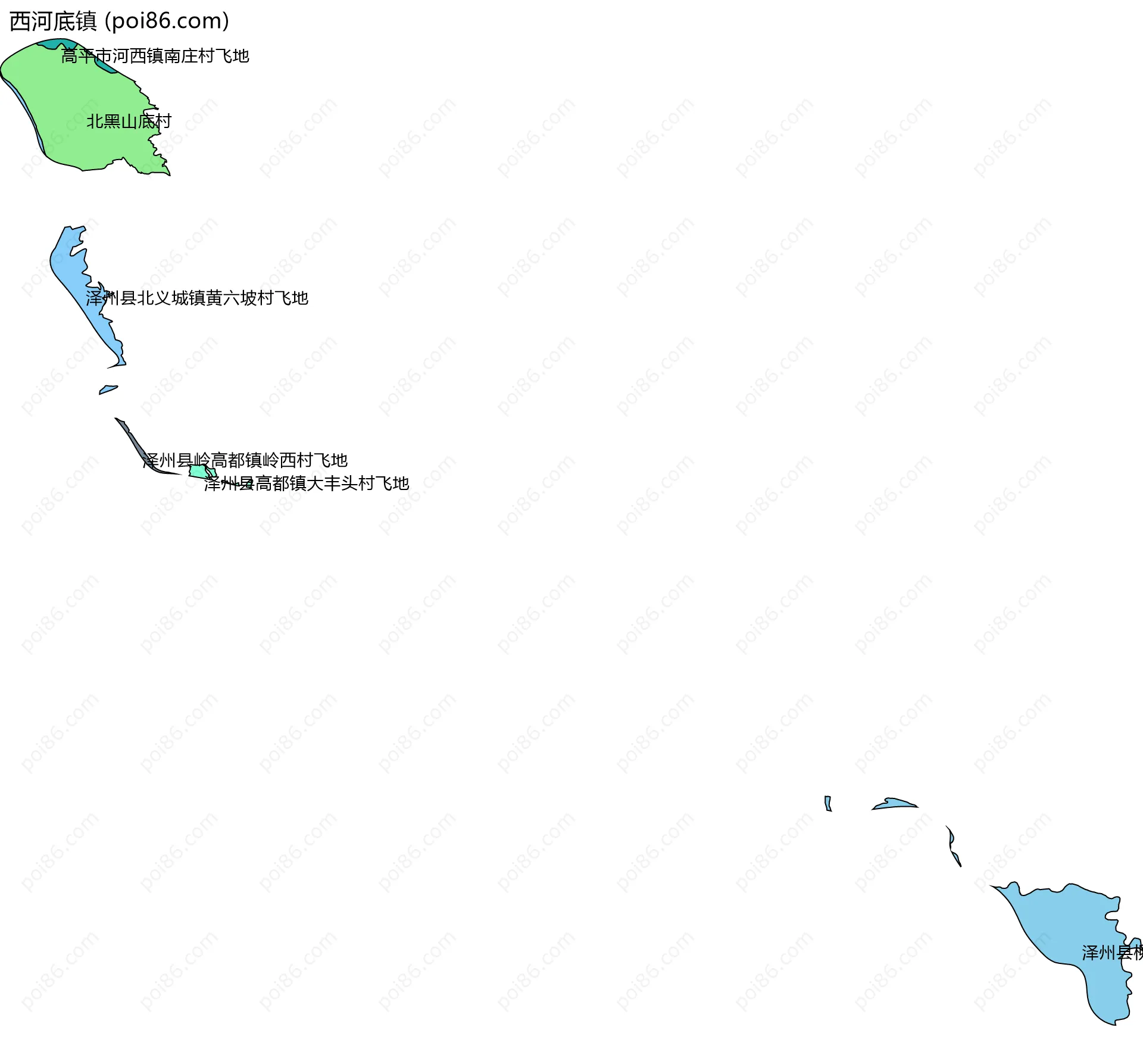 西河底镇边界地图(五级行政区划)