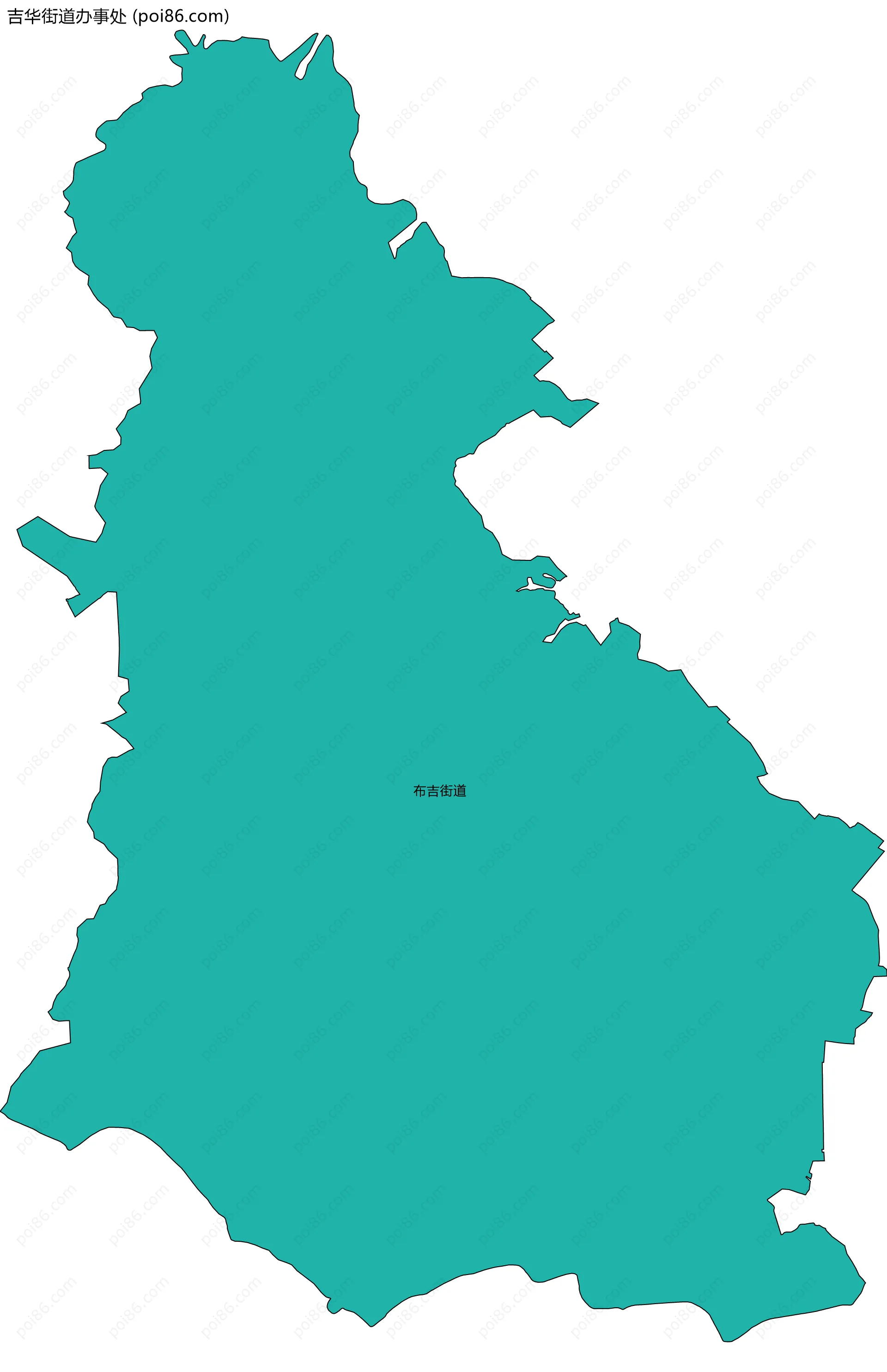 吉华街道办事处边界地图(五级行政区划)