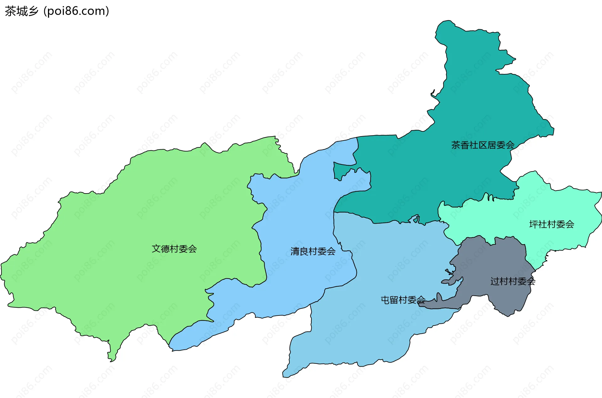 茶城乡边界地图(五级行政区划)