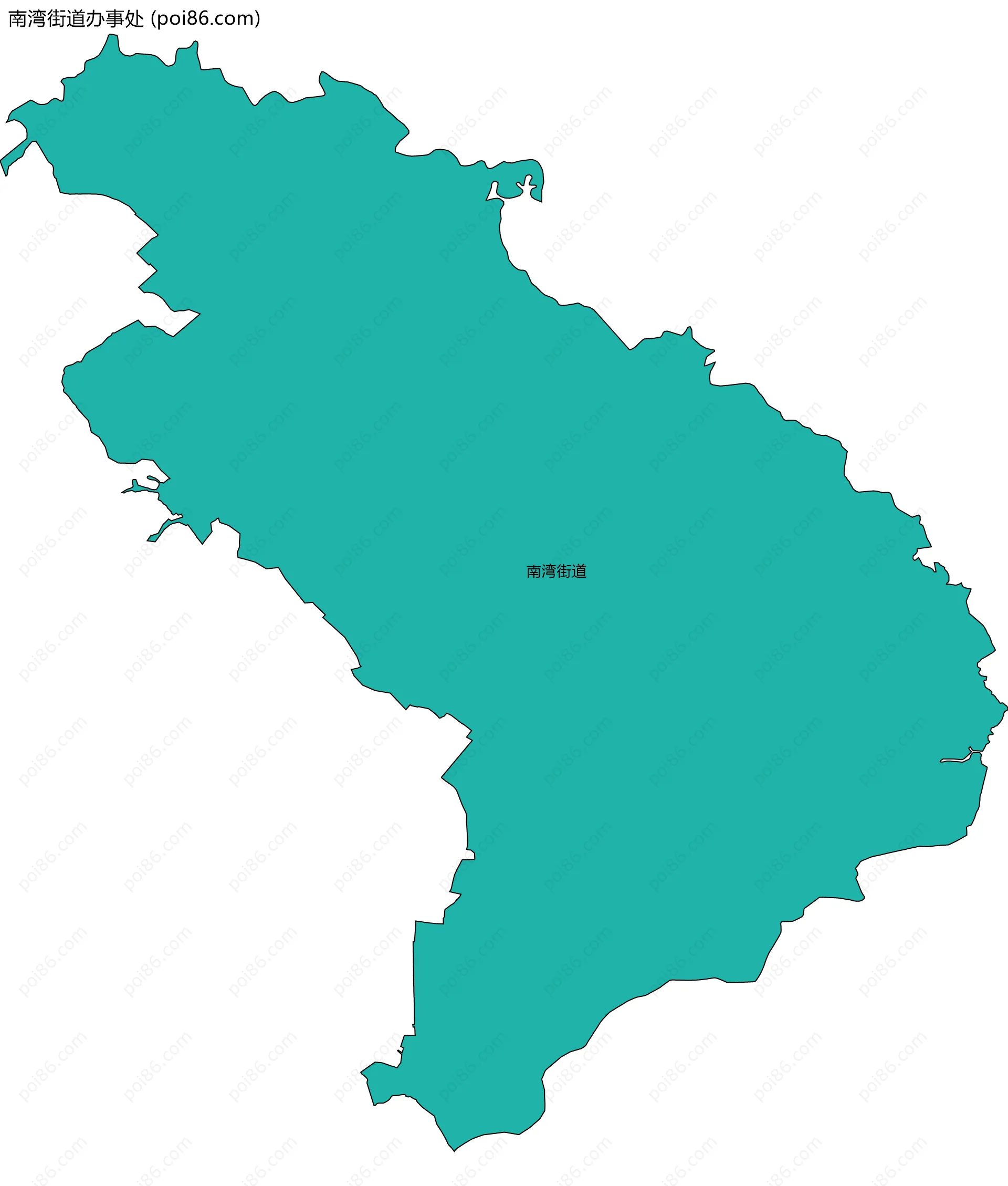 南湾街道办事处边界地图(五级行政区划)