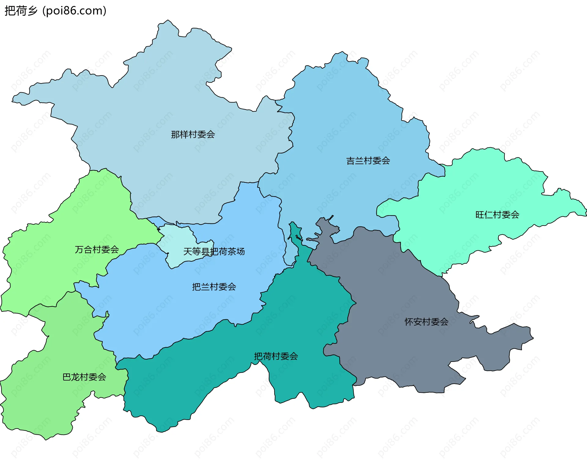 把荷乡边界地图(五级行政区划)