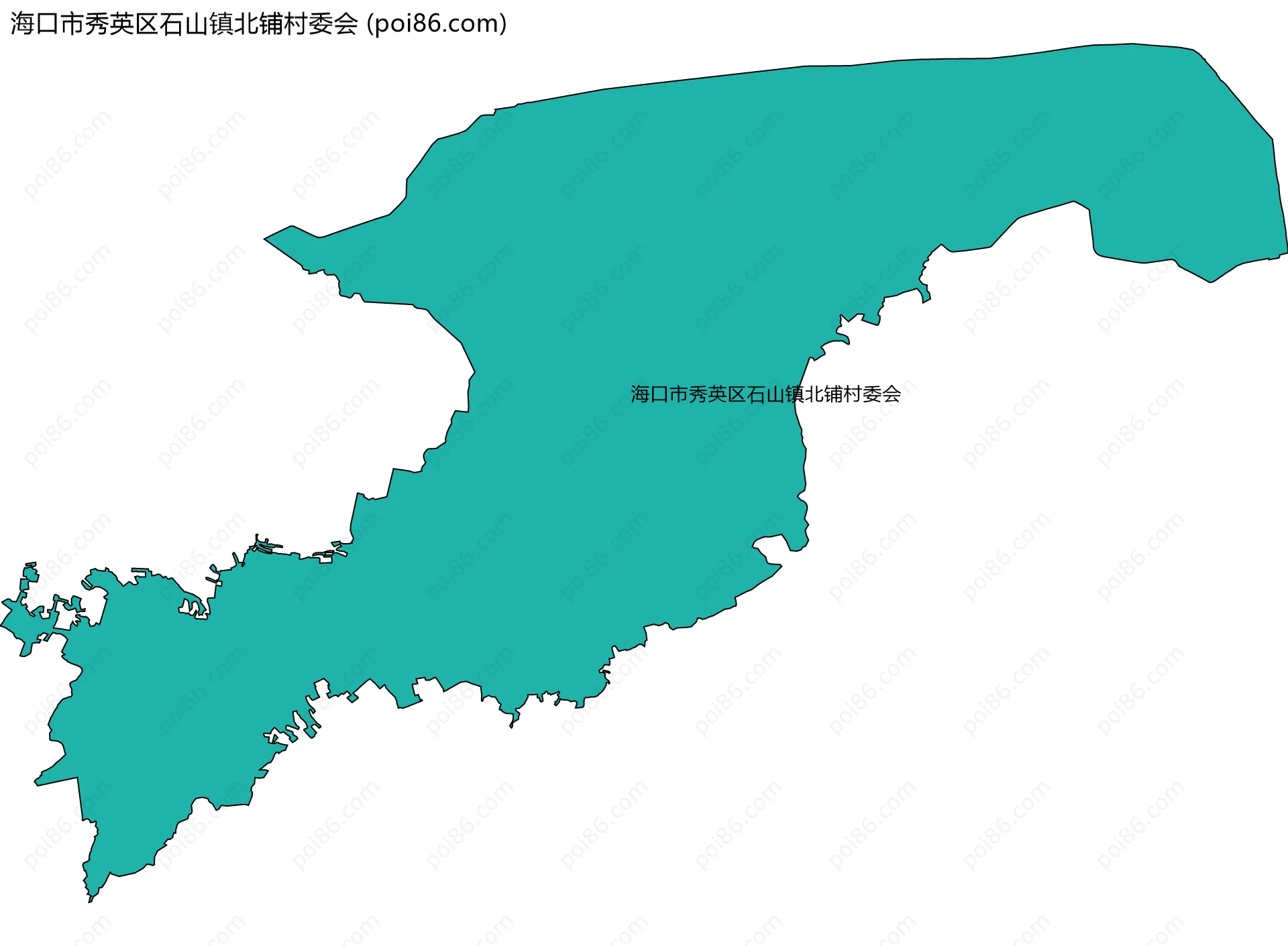 海口市秀英区石山镇北铺村委会边界地图