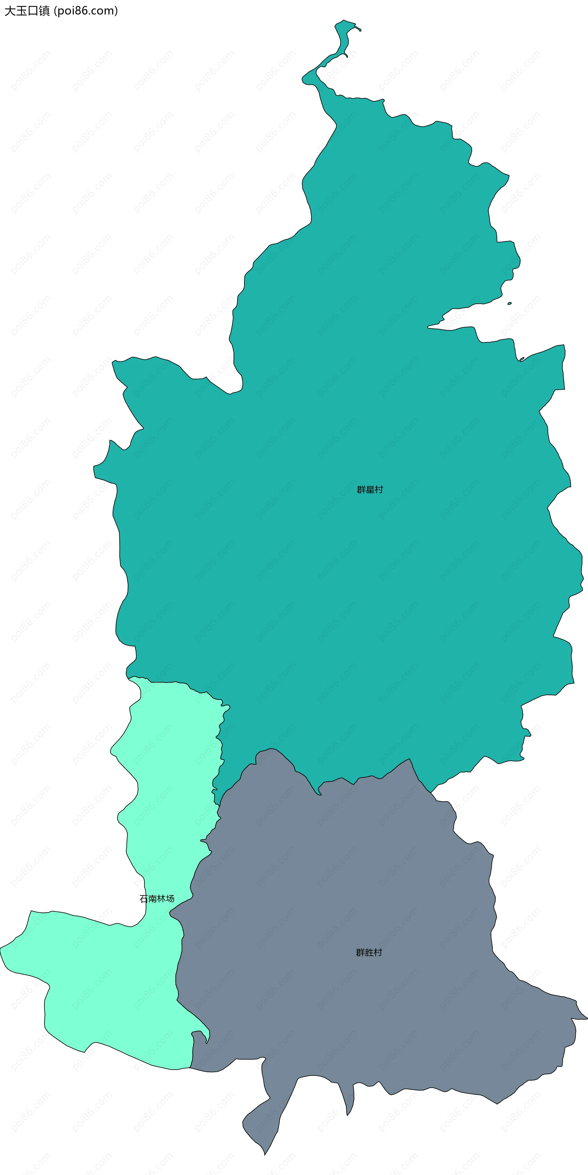 大玉口镇边界地图(五级行政区划)