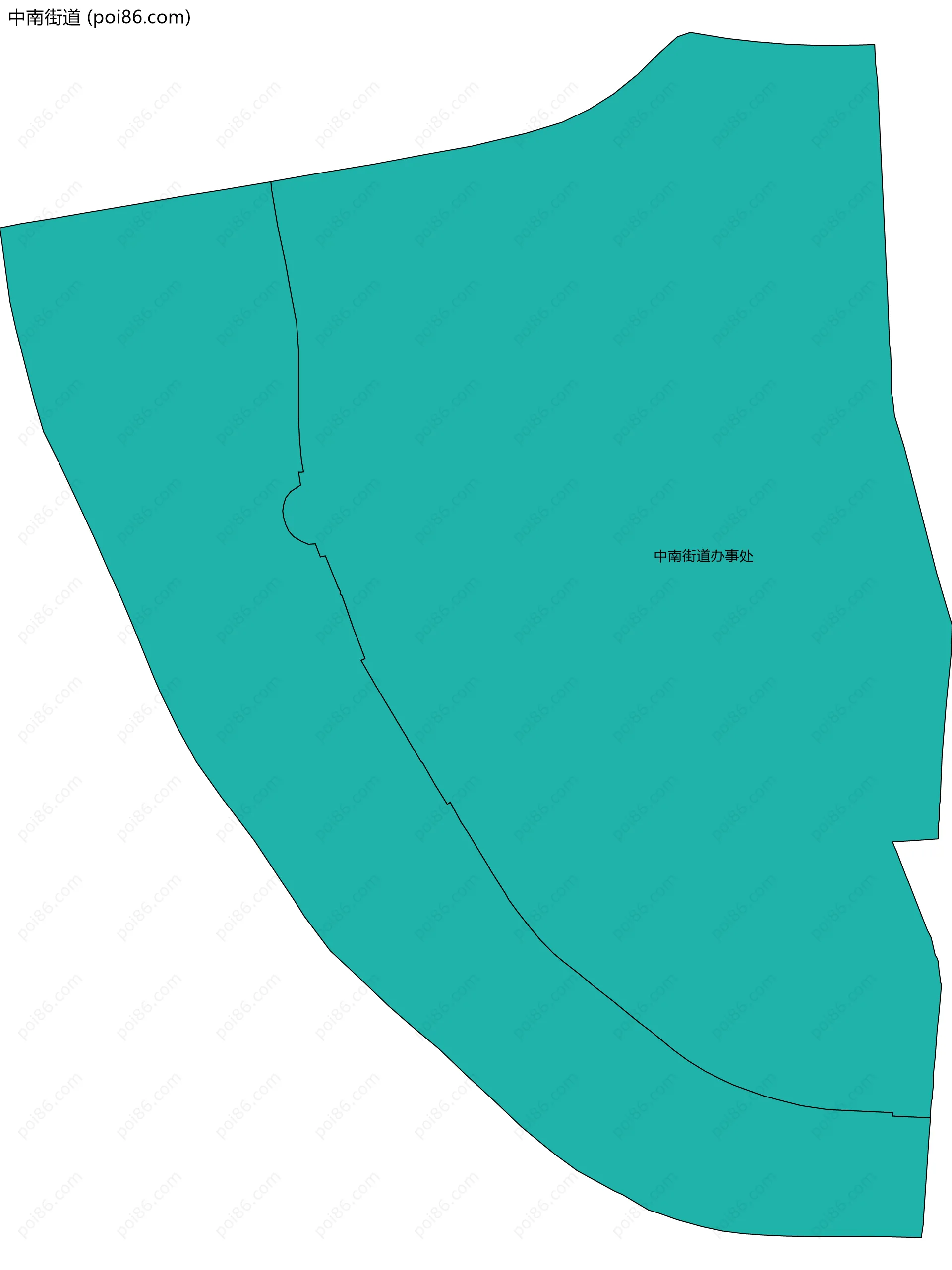 中南街道边界地图(五级行政区划)