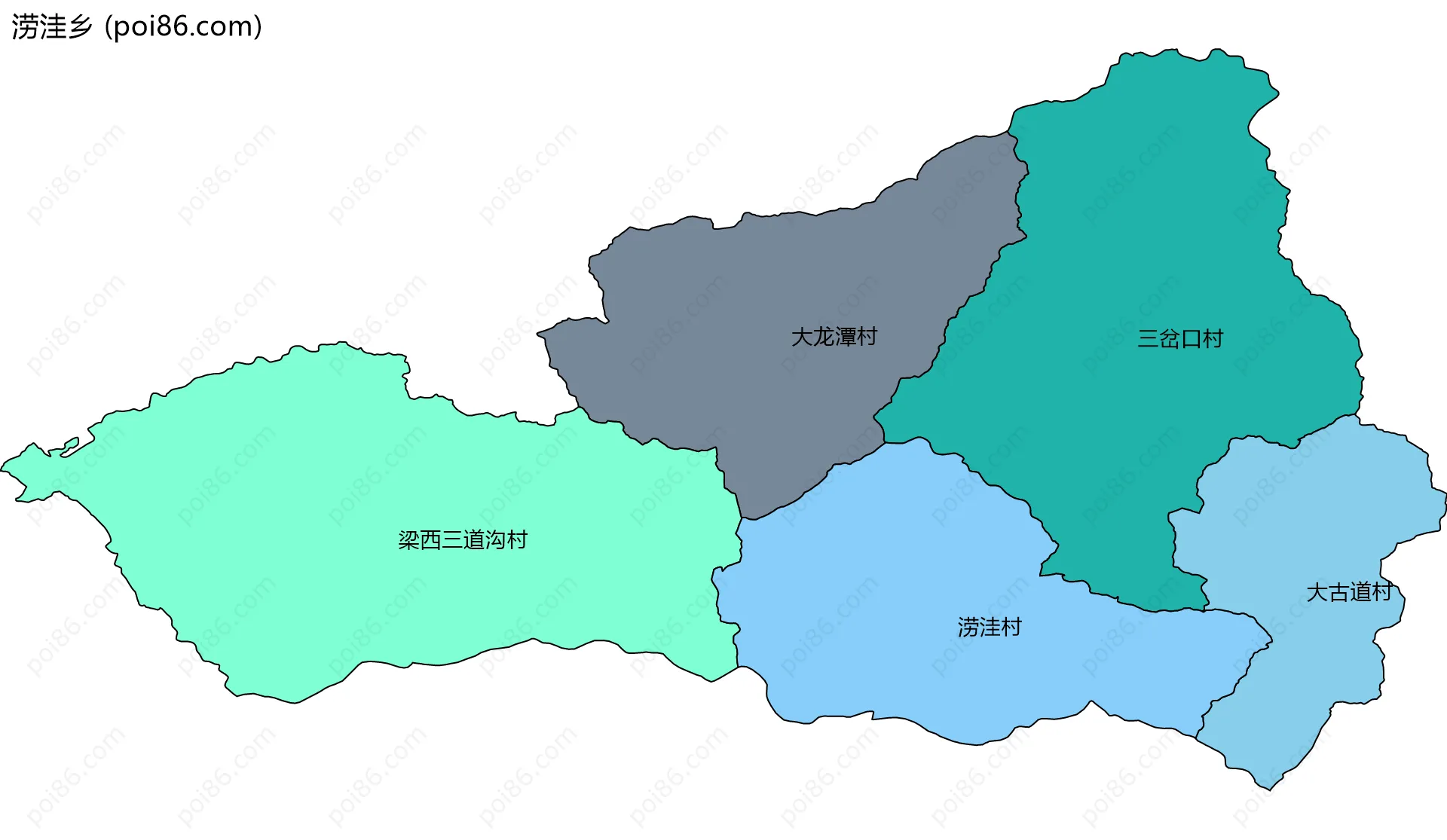 涝洼乡边界地图(五级行政区划)