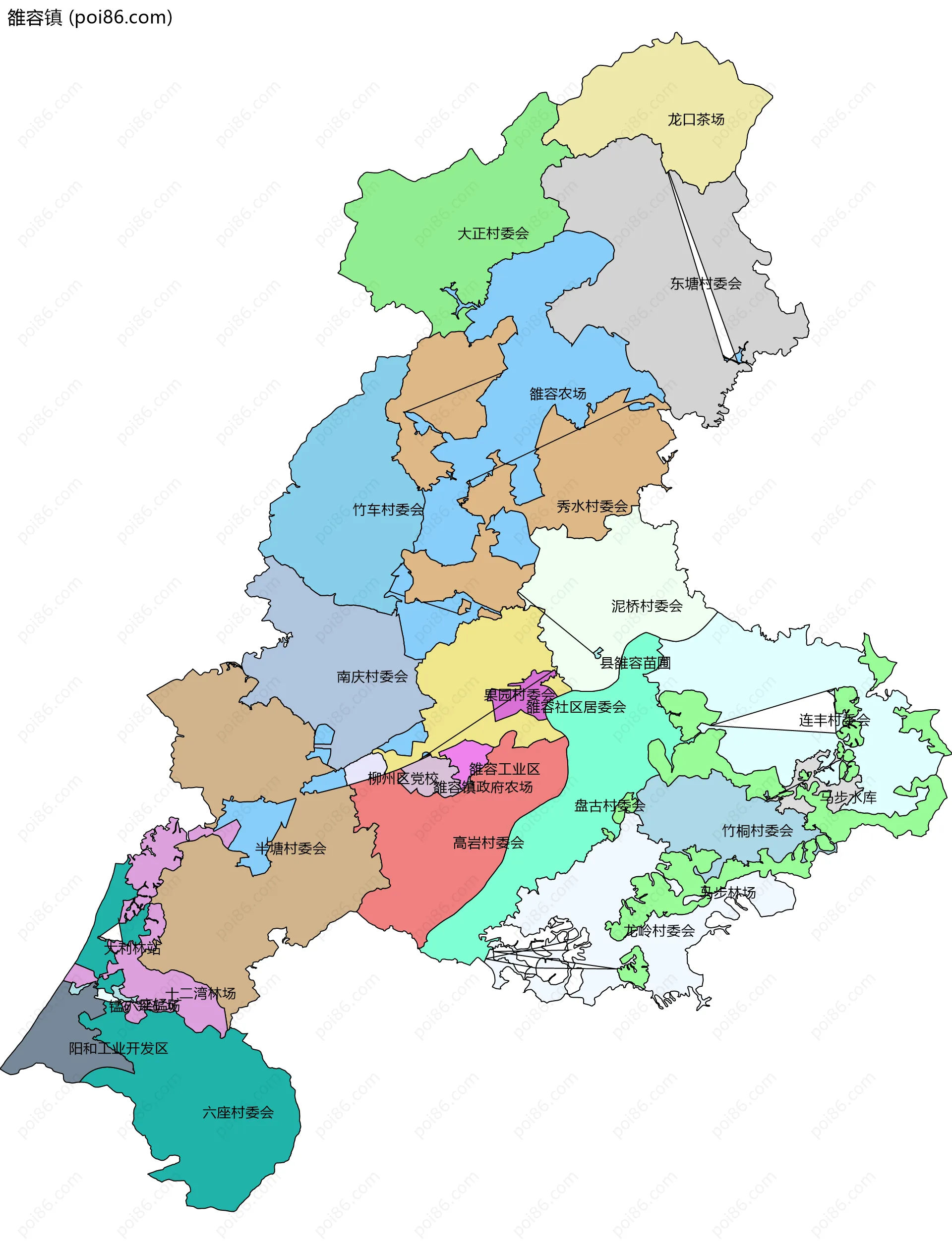 雒容镇边界地图(五级行政区划)