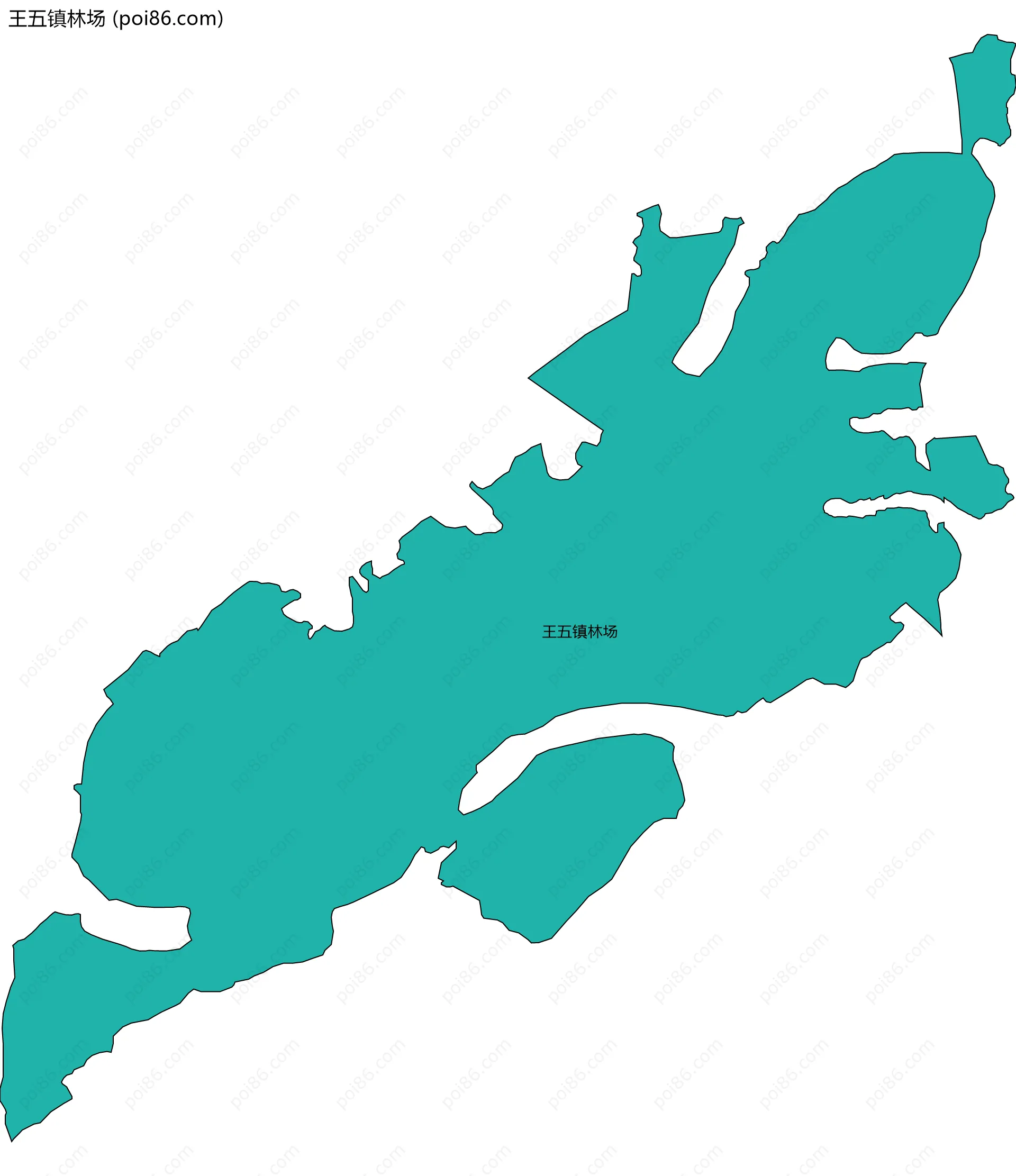 王五镇林场边界地图(五级行政区划)