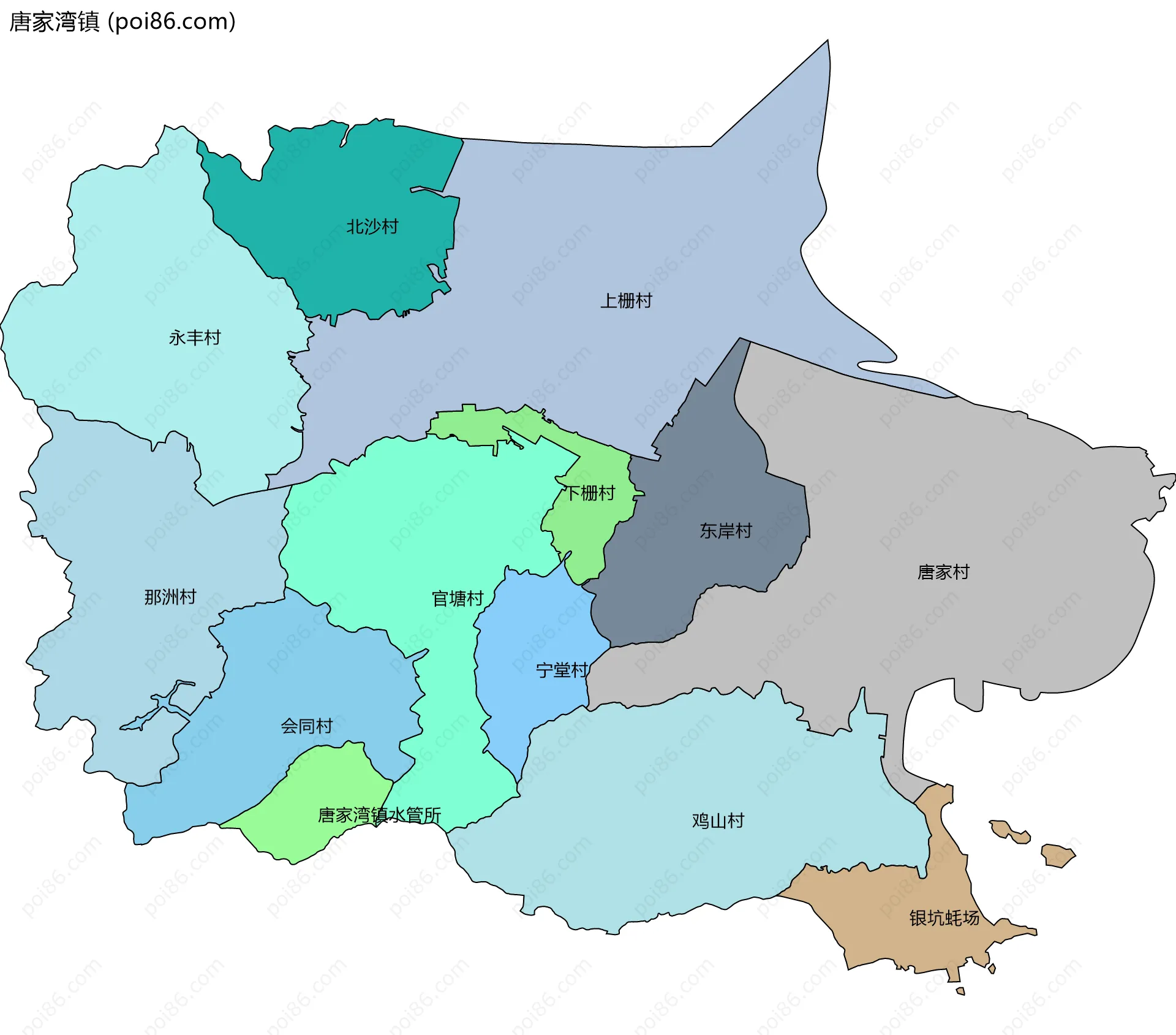 唐家湾镇边界地图(五级行政区划)