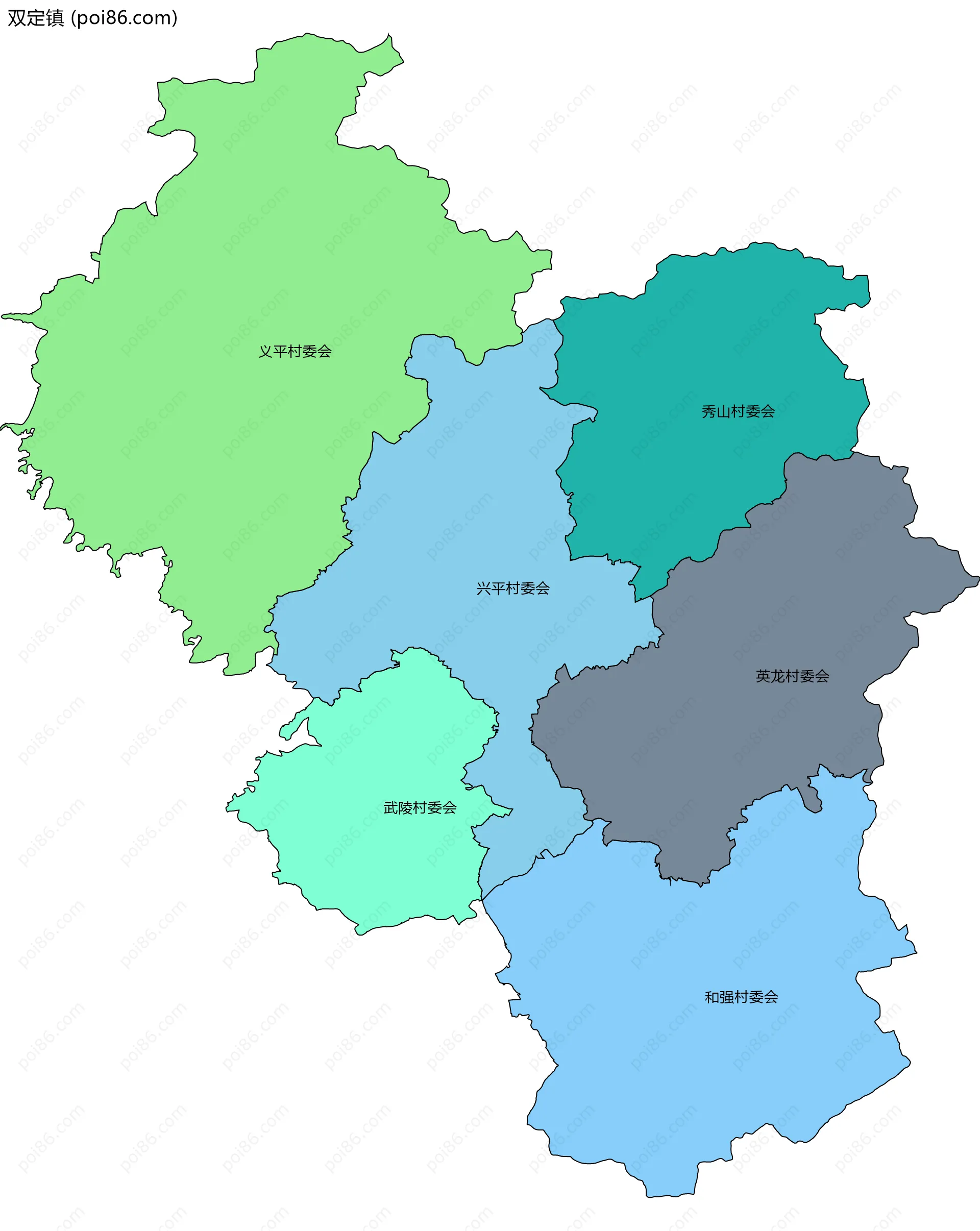 双定镇边界地图(五级行政区划)