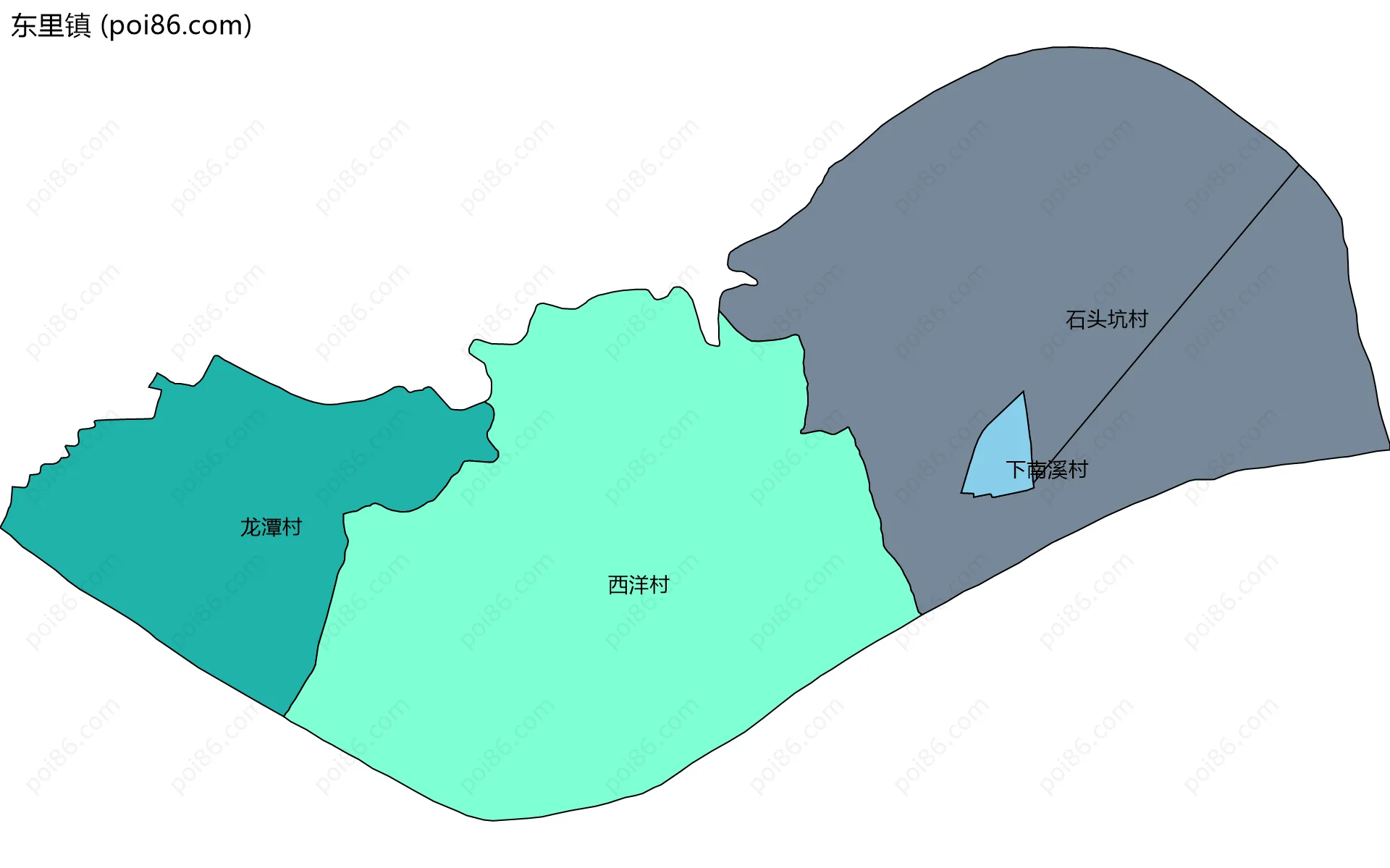 东里镇边界地图(五级行政区划)