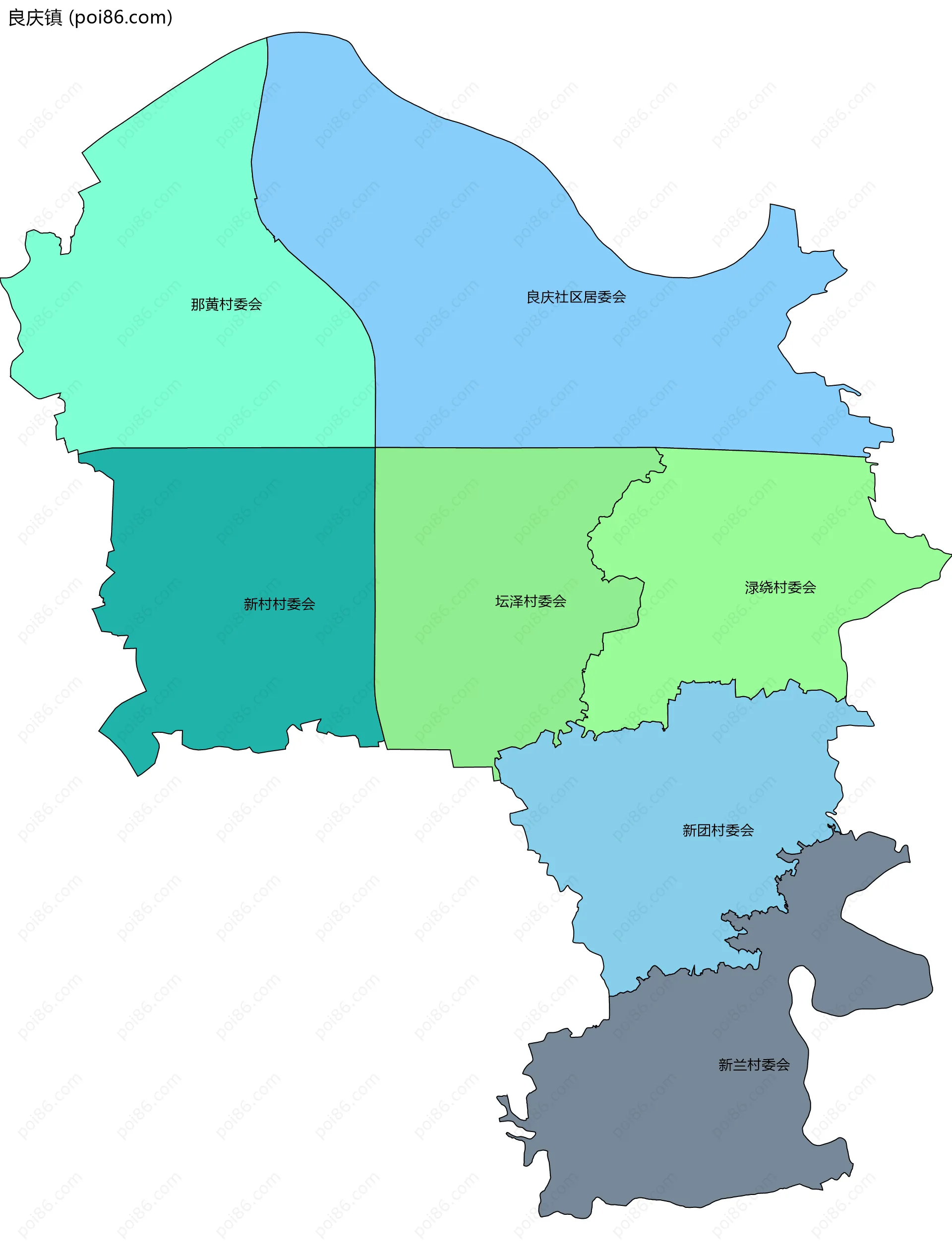 良庆镇边界地图(五级行政区划)