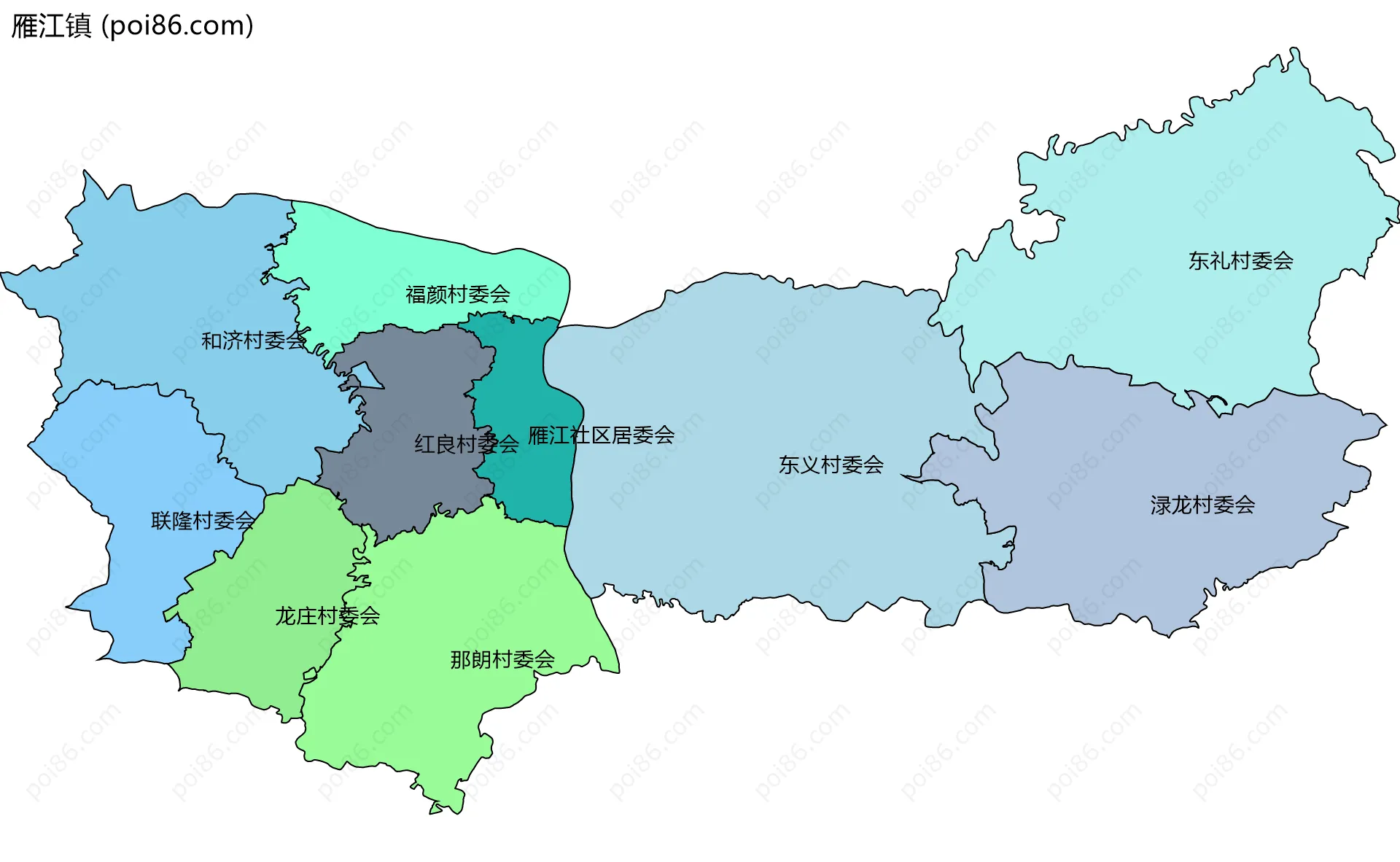 雁江镇边界地图(五级行政区划)
