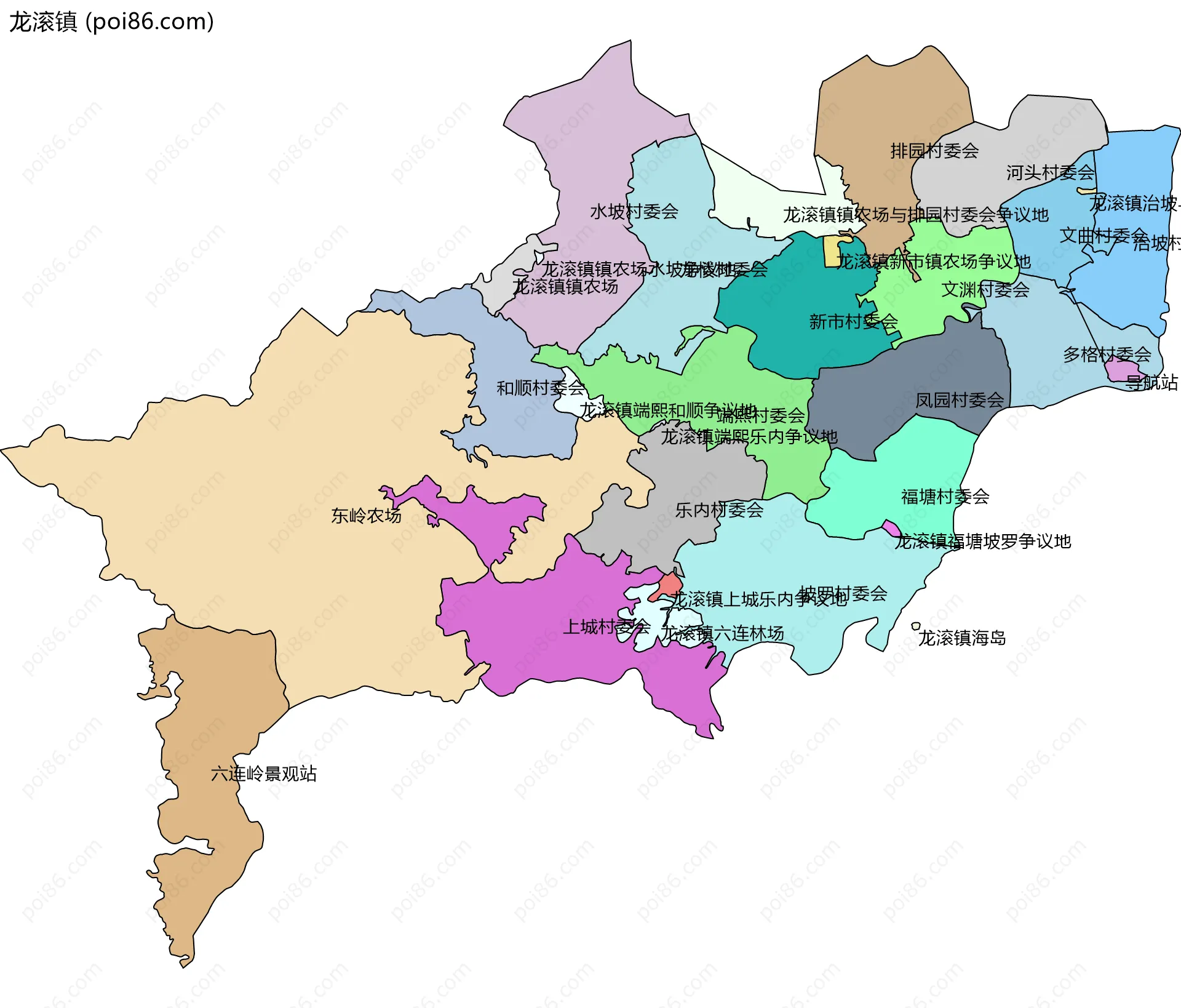 龙滚镇边界地图(五级行政区划)