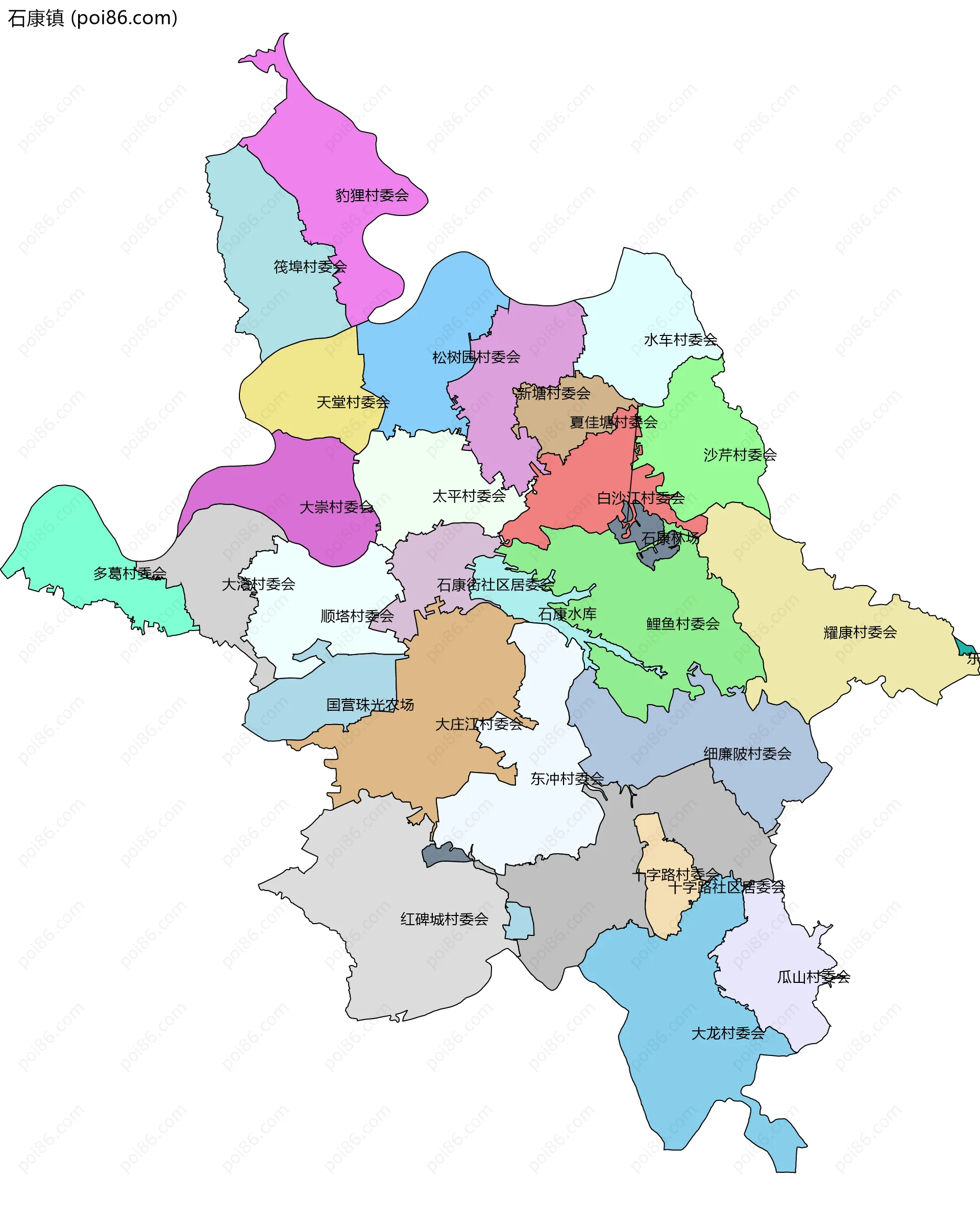 石康镇边界地图(五级行政区划)