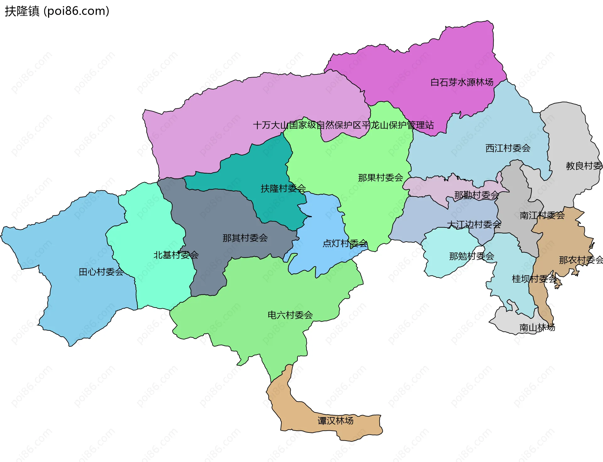 扶隆镇边界地图(五级行政区划)