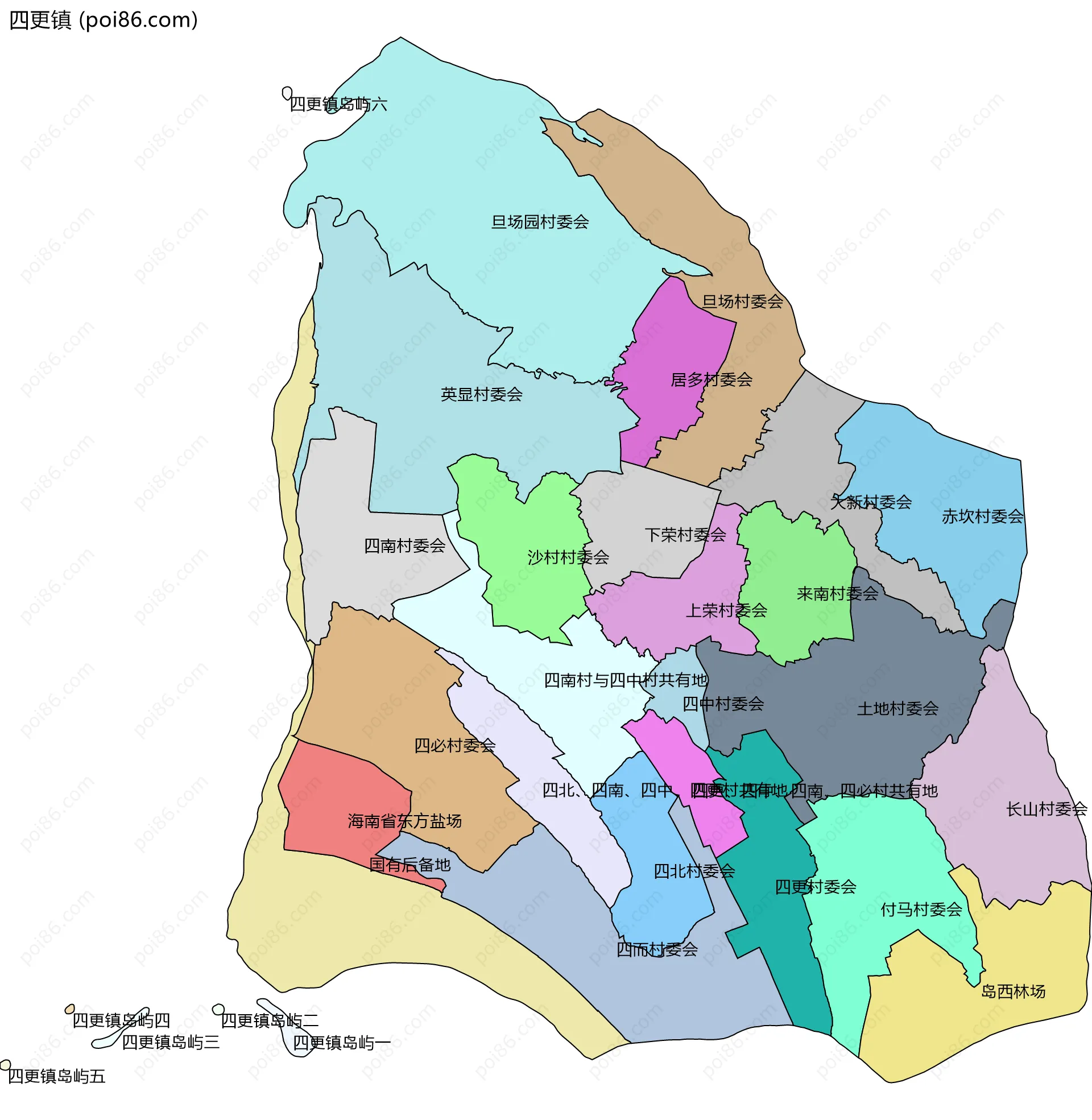 四更镇边界地图(五级行政区划)