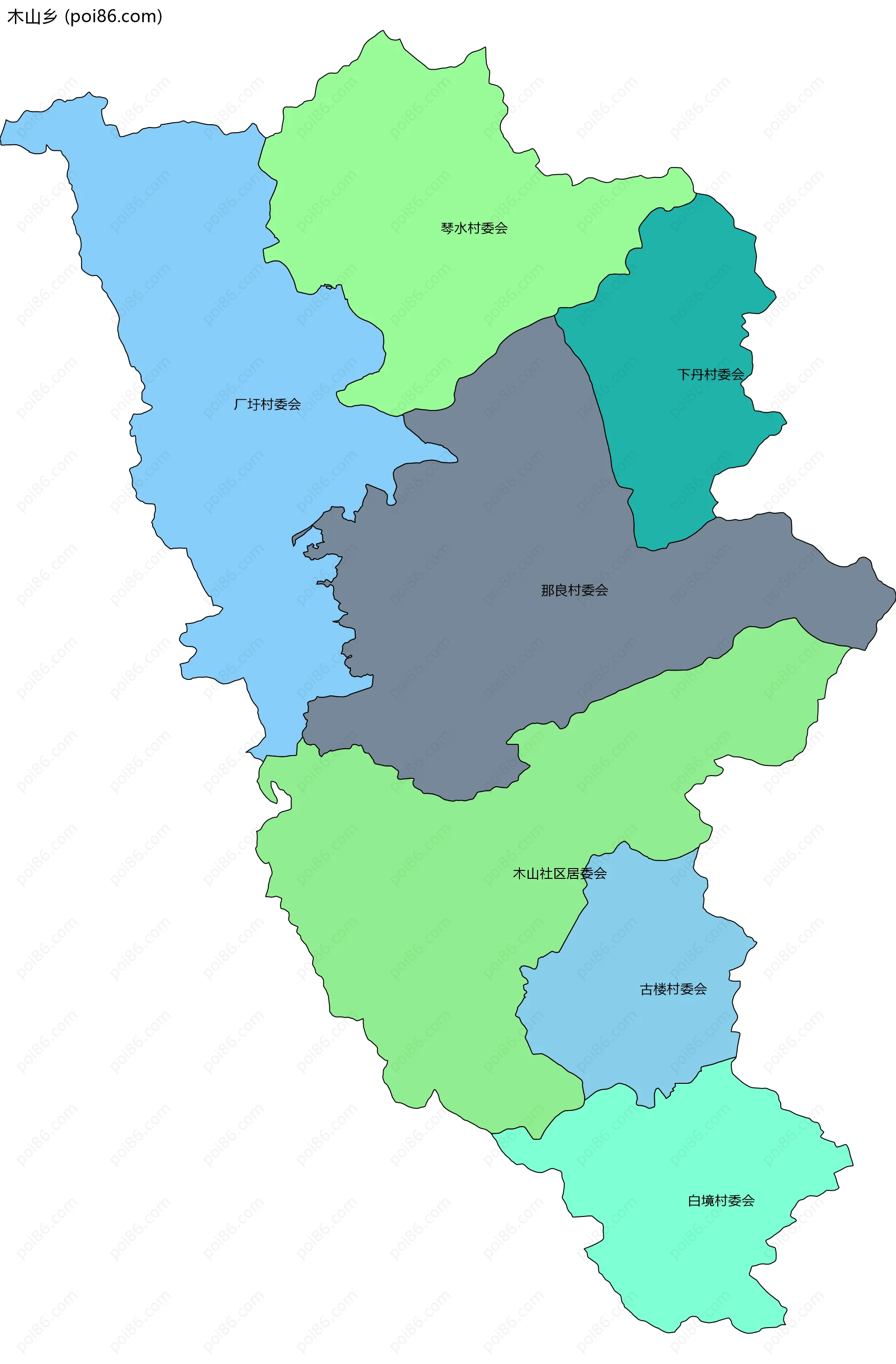 木山乡边界地图(五级行政区划)