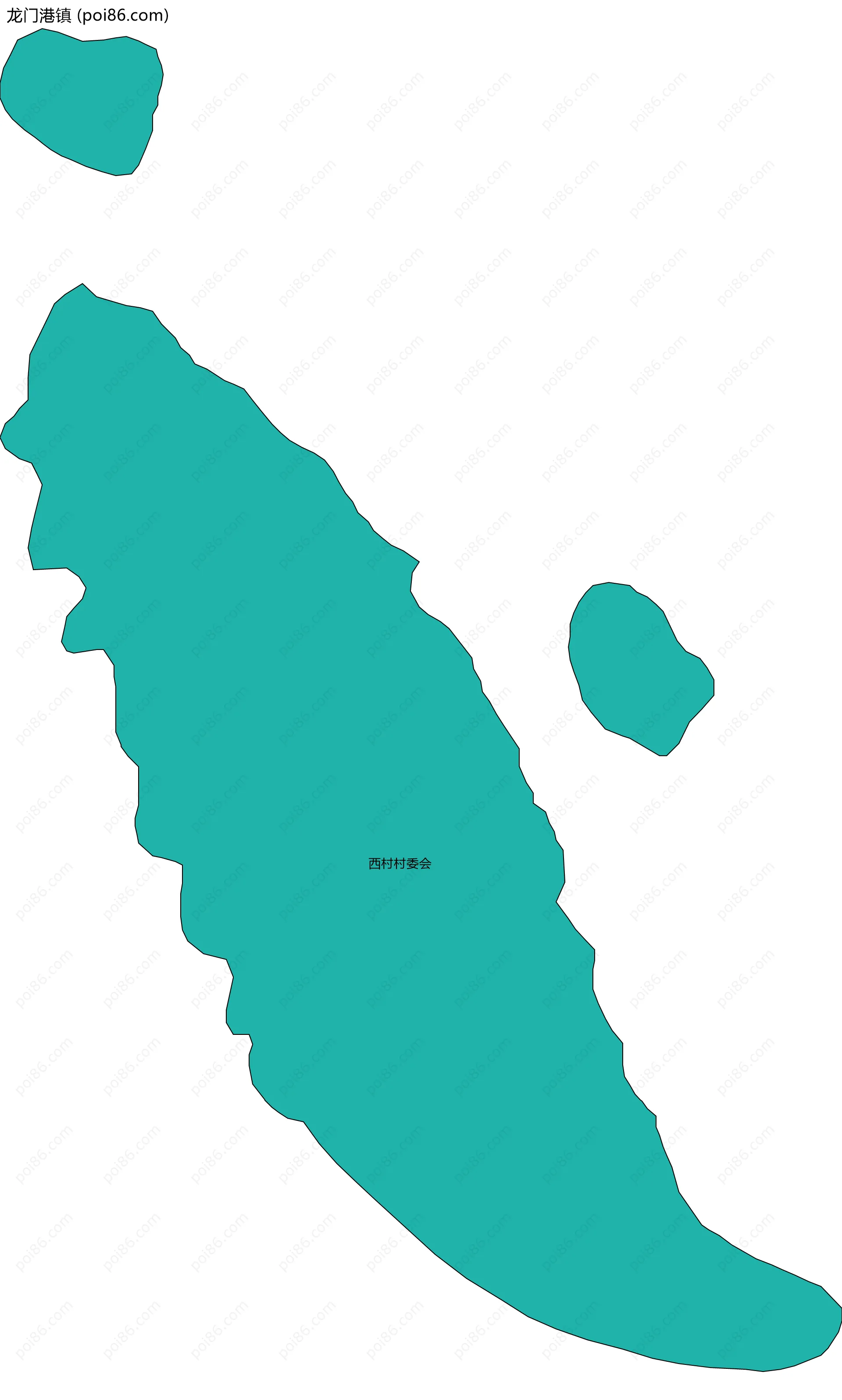 龙门港镇边界地图(五级行政区划)