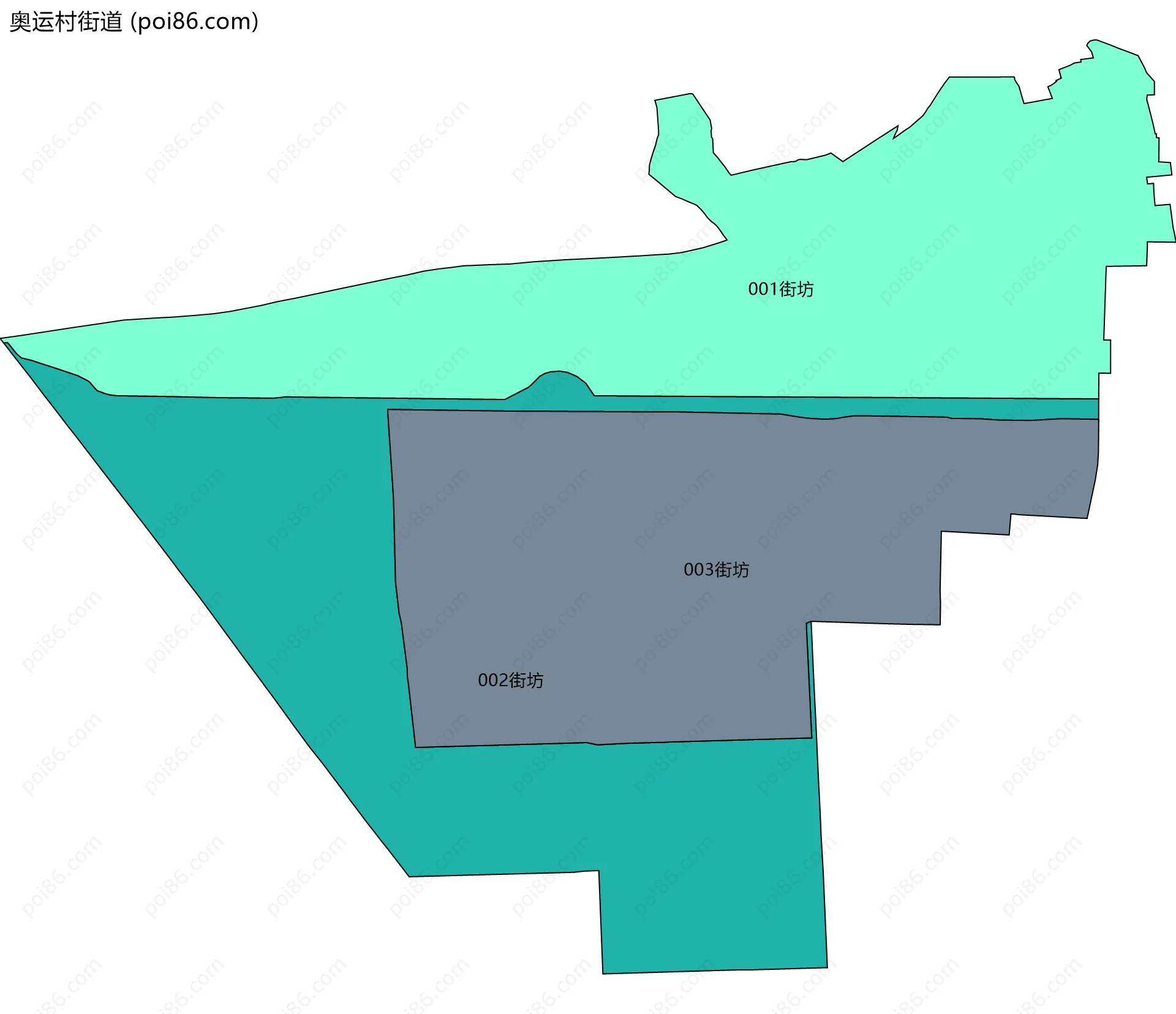 奥运村街道边界地图(五级行政区划)