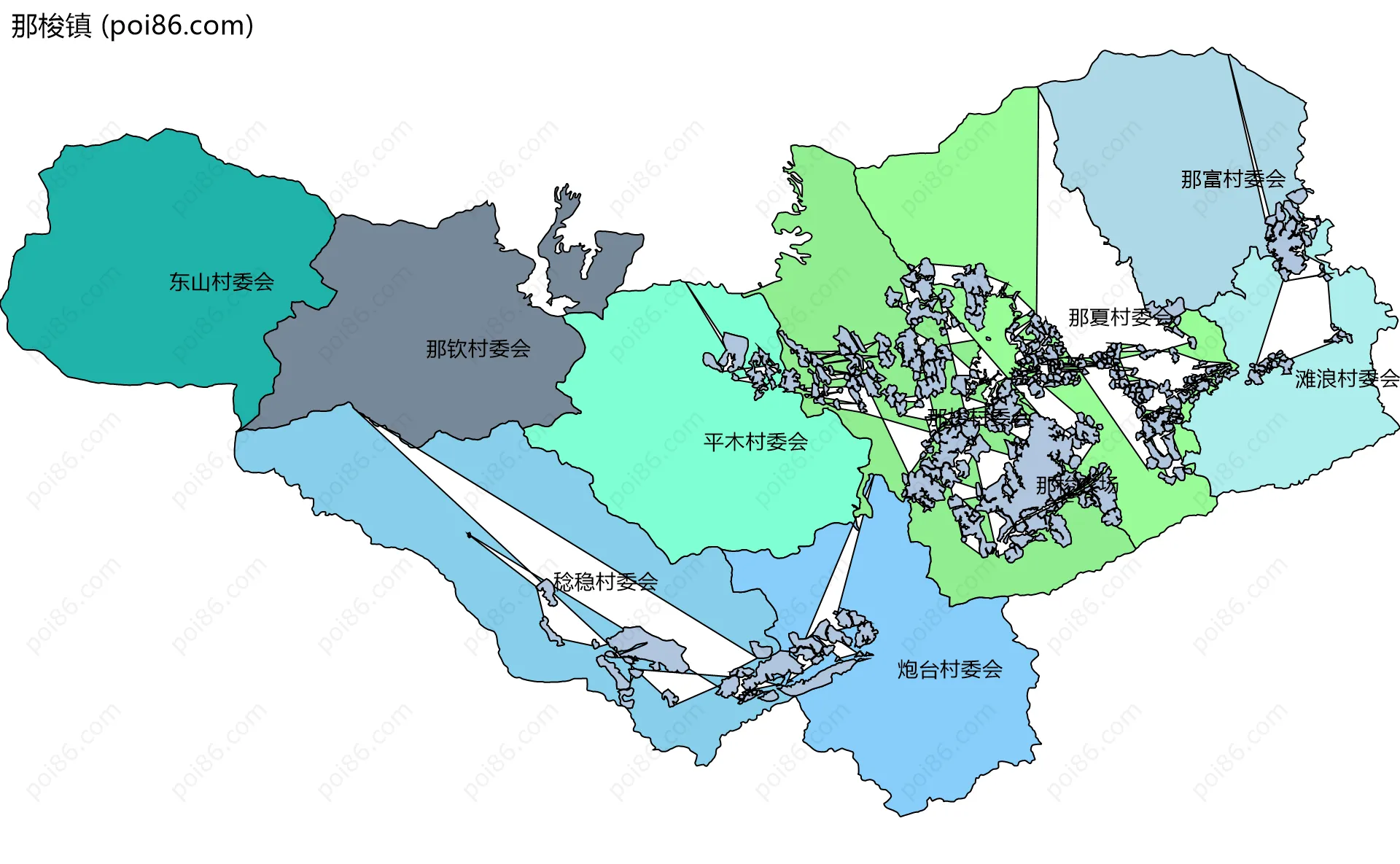 那梭镇边界地图(五级行政区划)