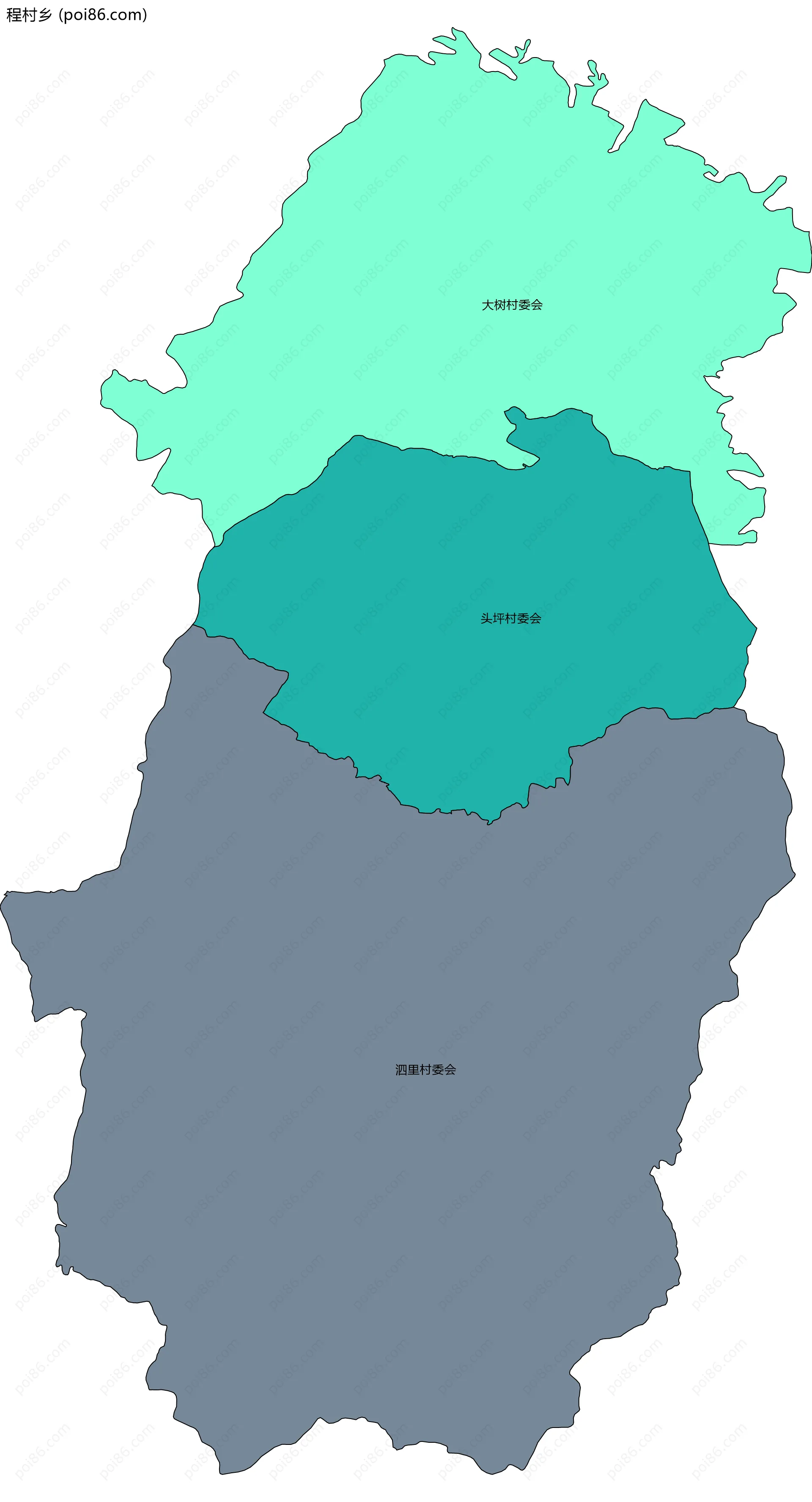 程村乡边界地图(五级行政区划)