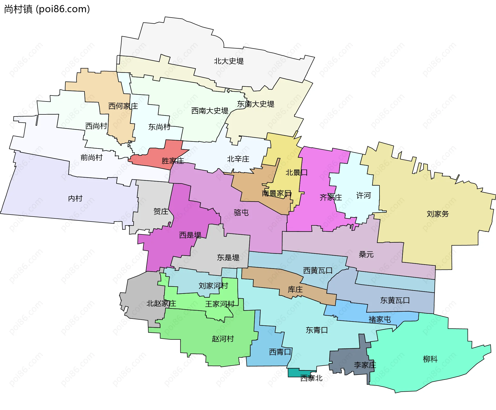 尚村镇边界地图(五级行政区划)