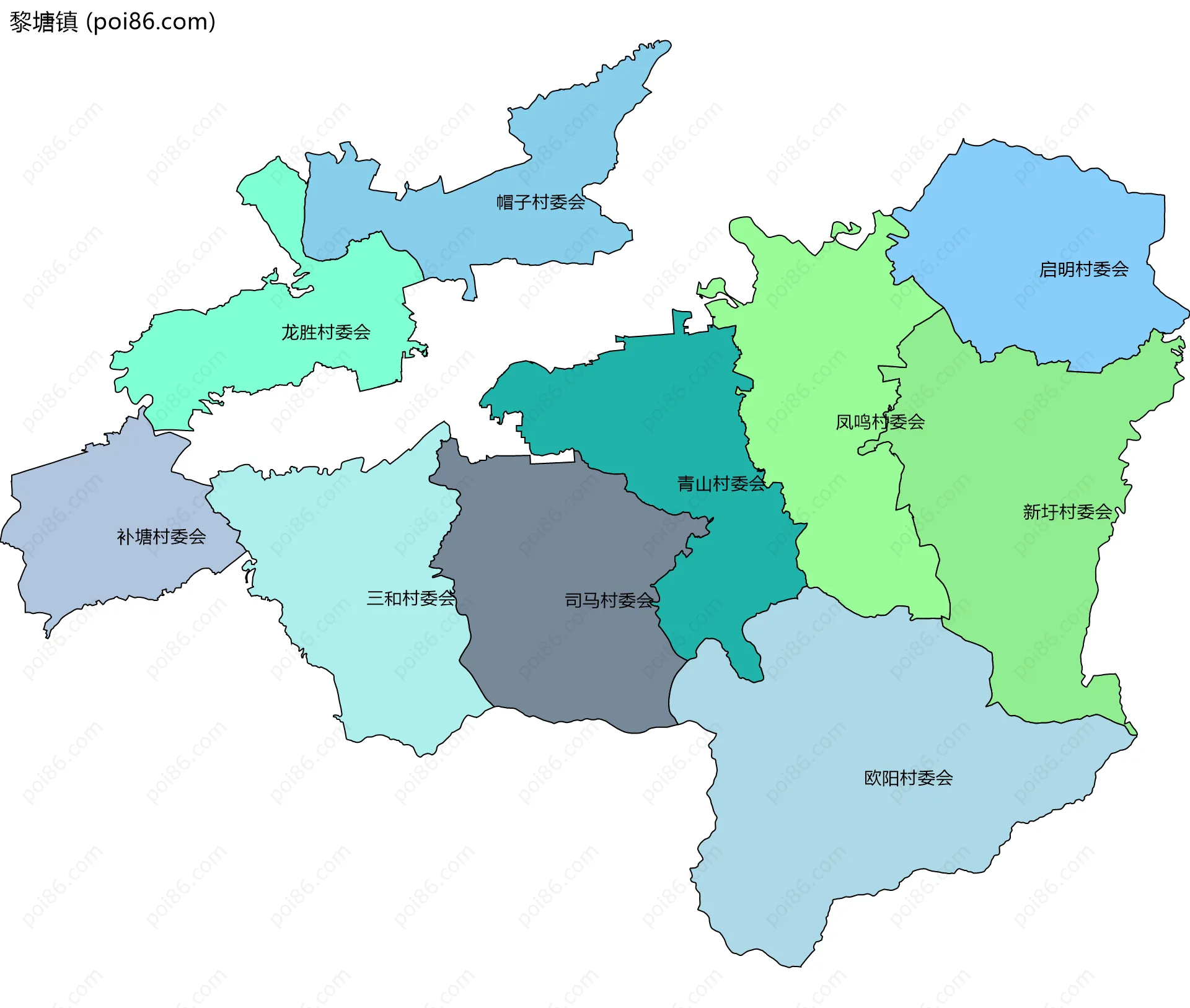 黎塘镇边界地图(五级行政区划)
