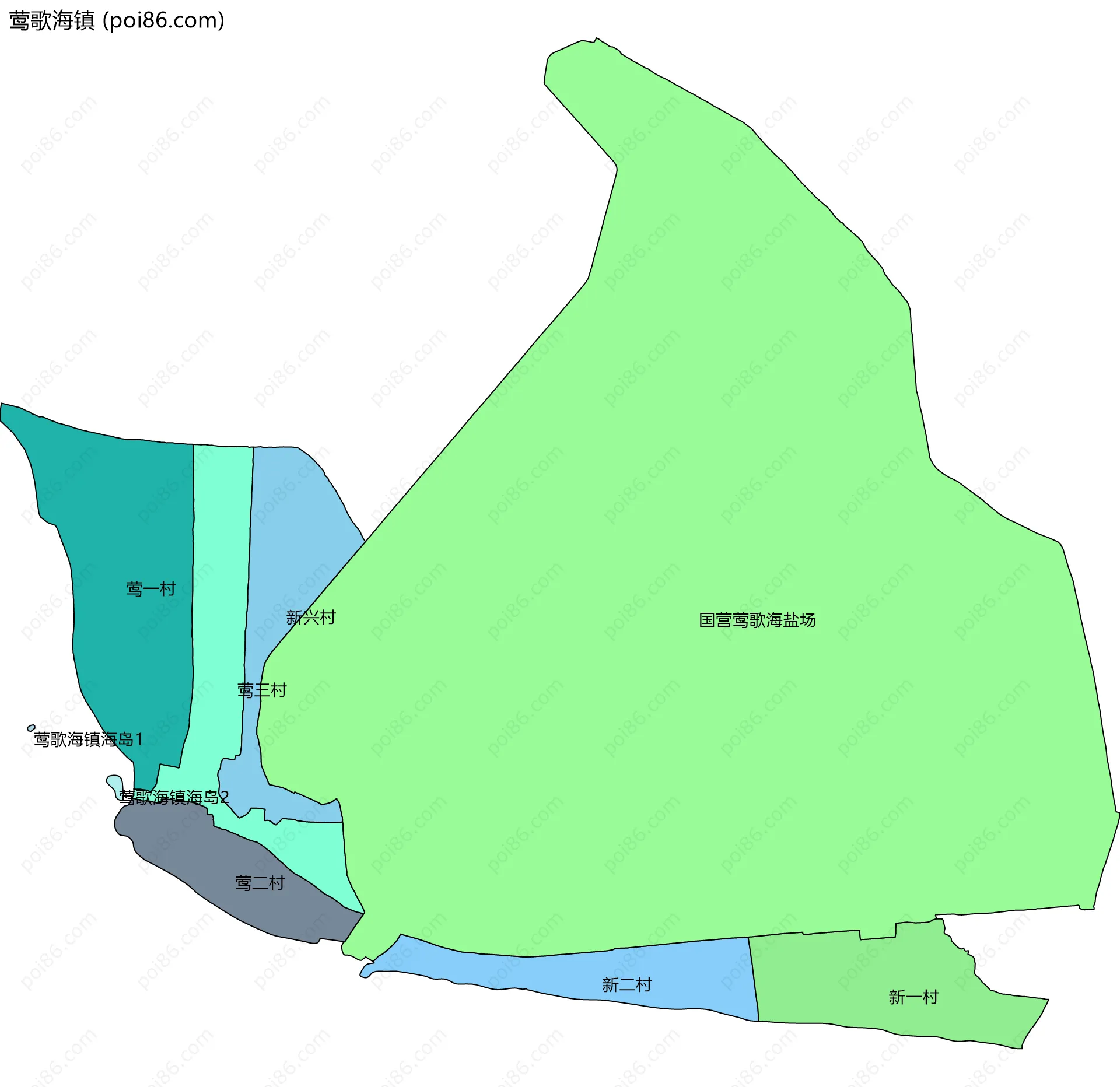 莺歌海镇边界地图(五级行政区划)