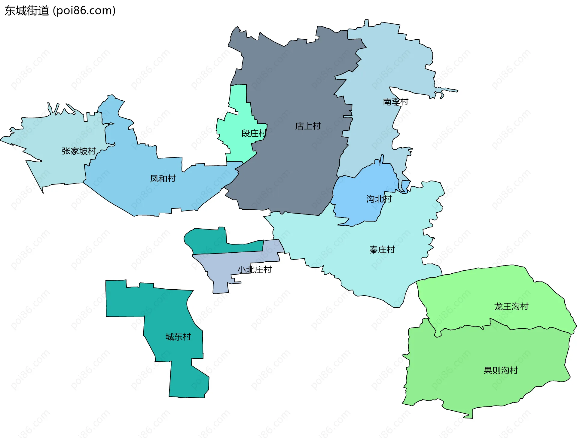 东城街道边界地图(五级行政区划)