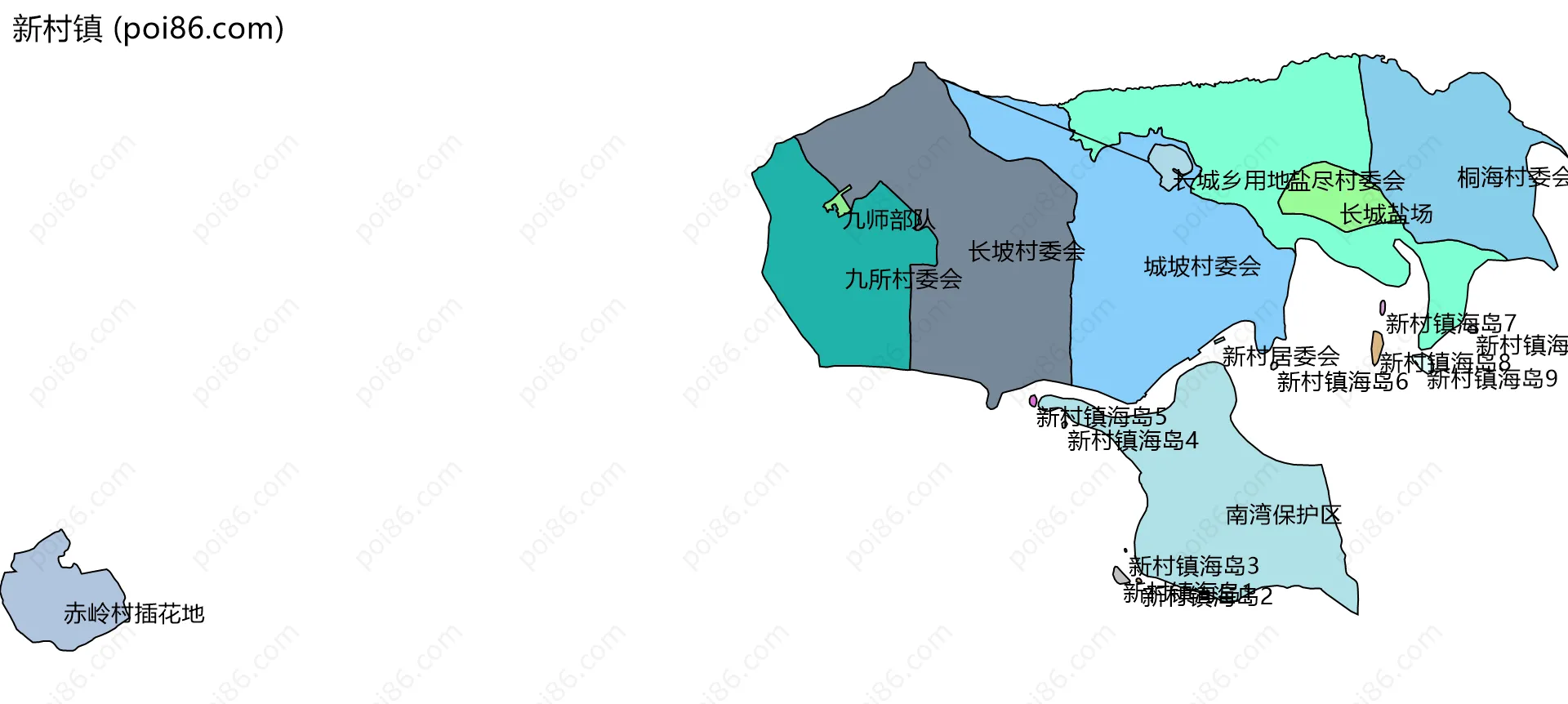 新村镇边界地图(五级行政区划)