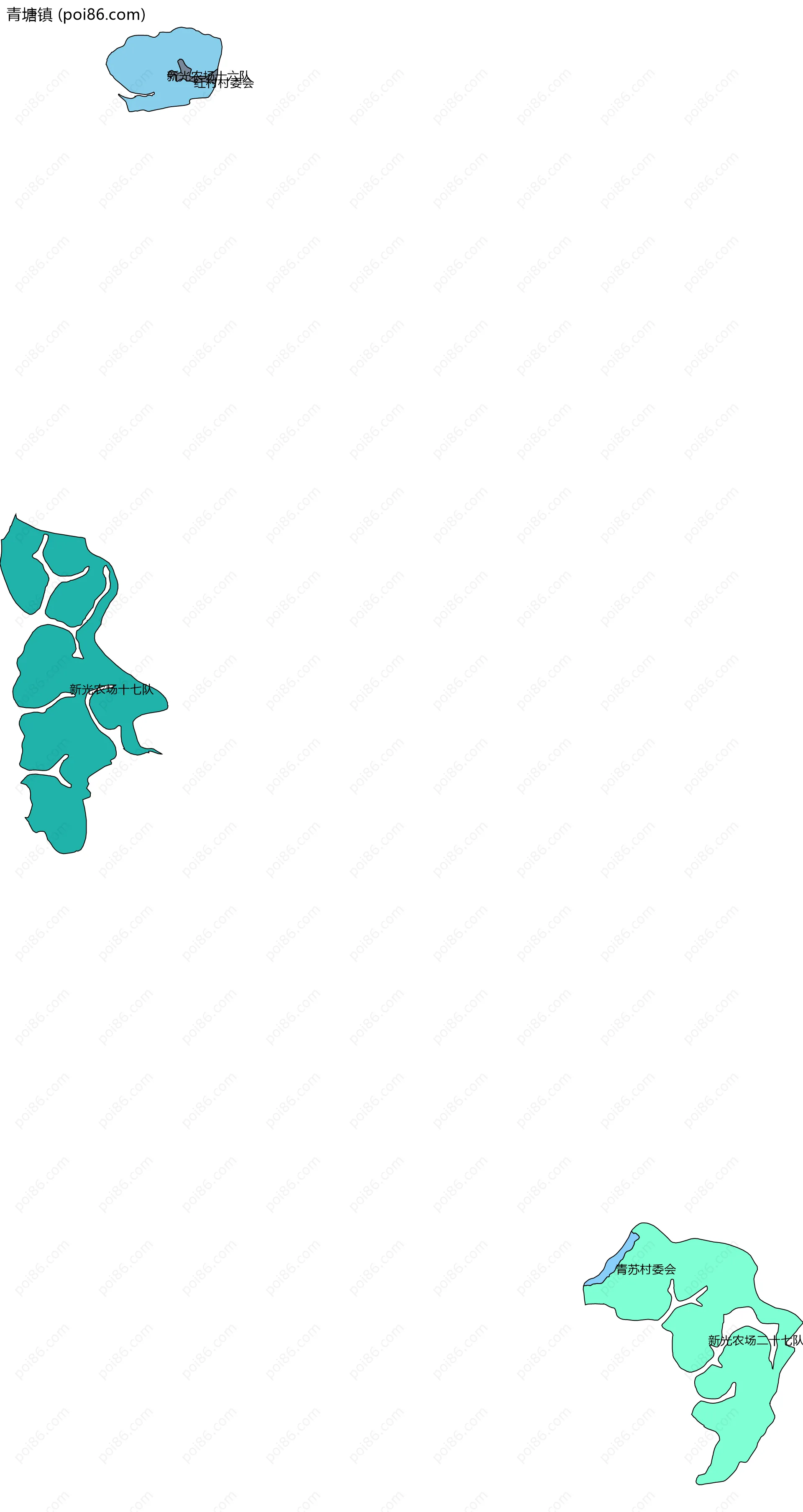 青塘镇边界地图(五级行政区划)