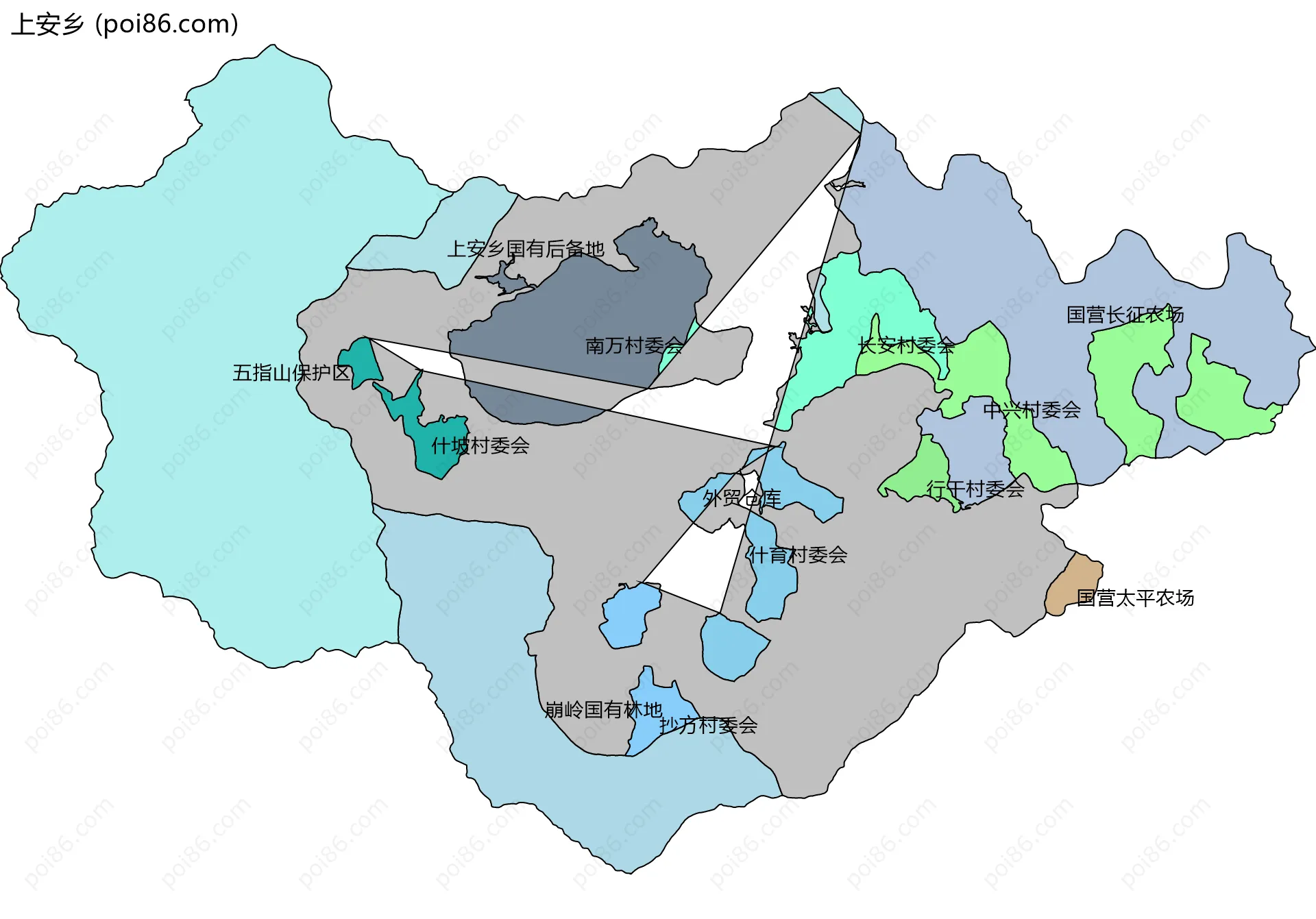 上安乡边界地图(五级行政区划)