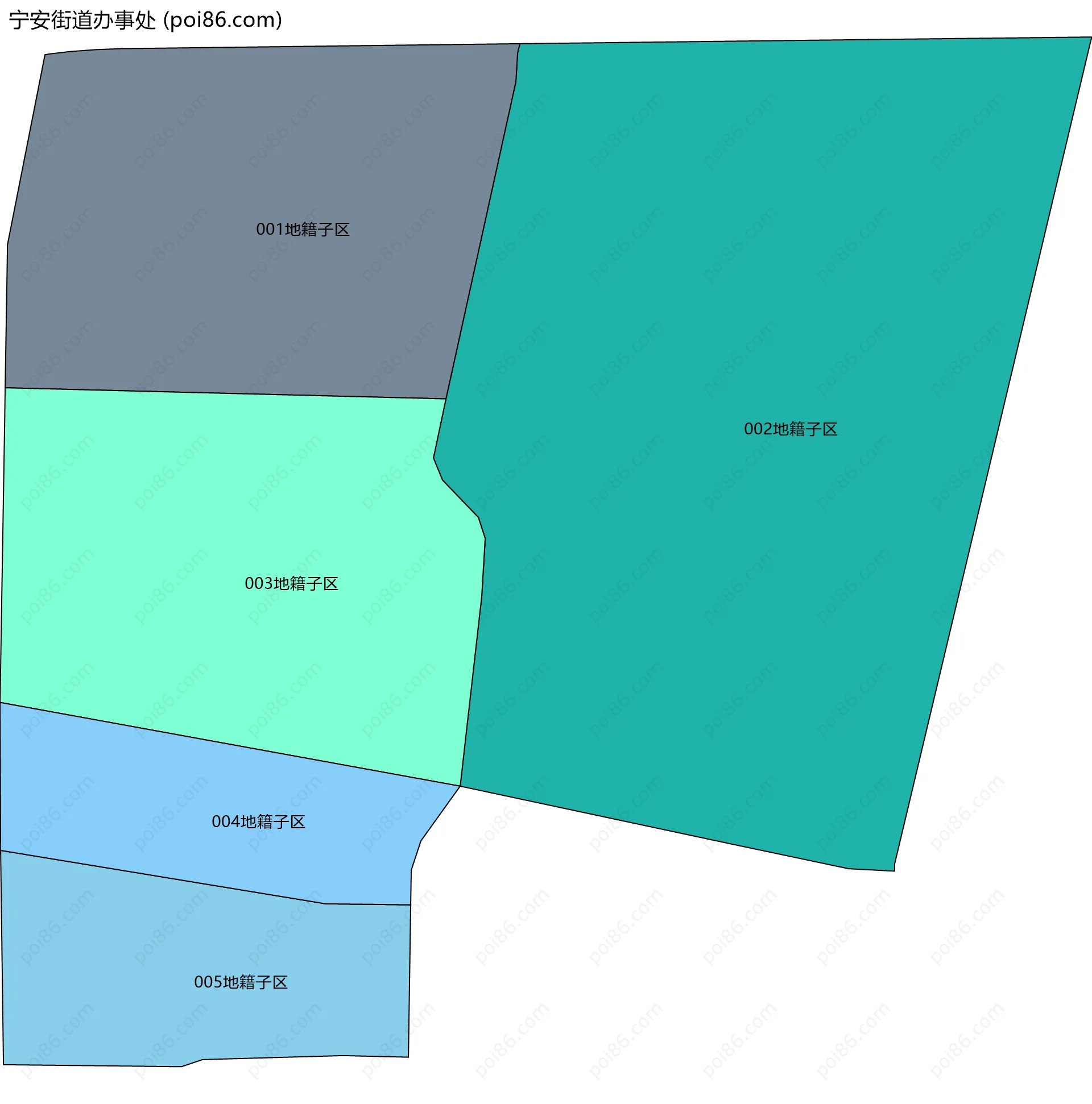 宁安街道办事处边界地图(五级行政区划)