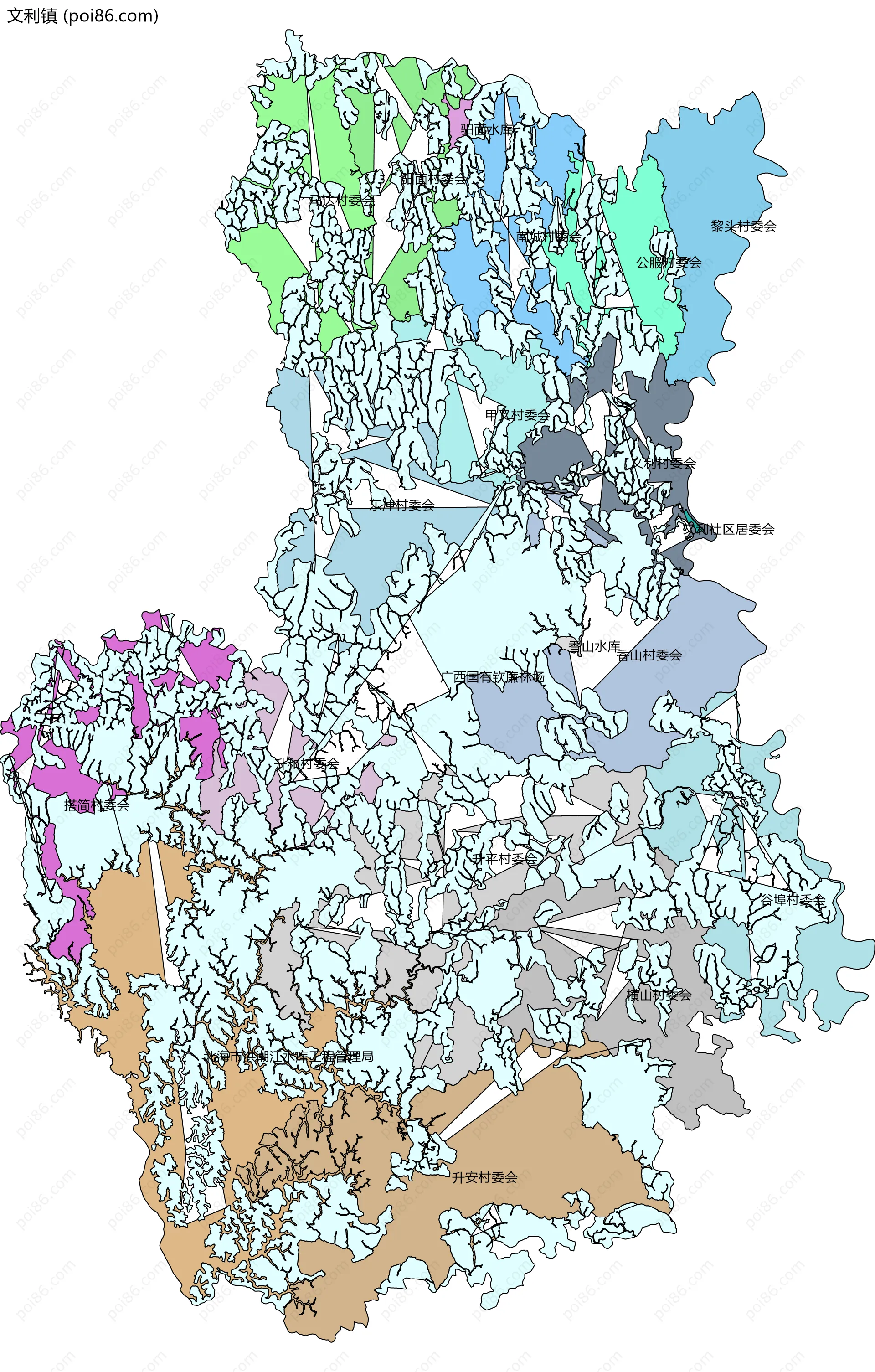 文利镇边界地图(五级行政区划)