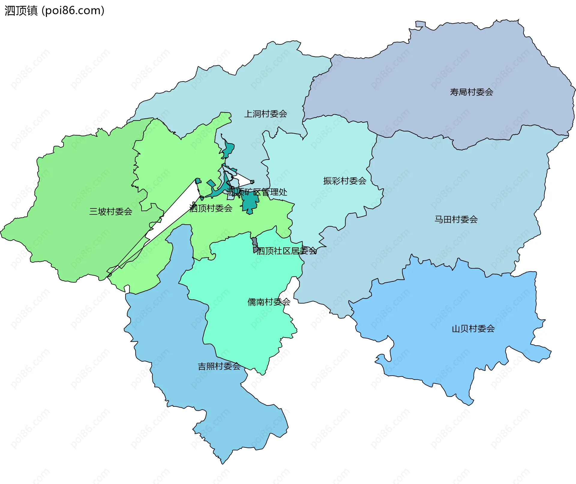 泗顶镇边界地图(五级行政区划)