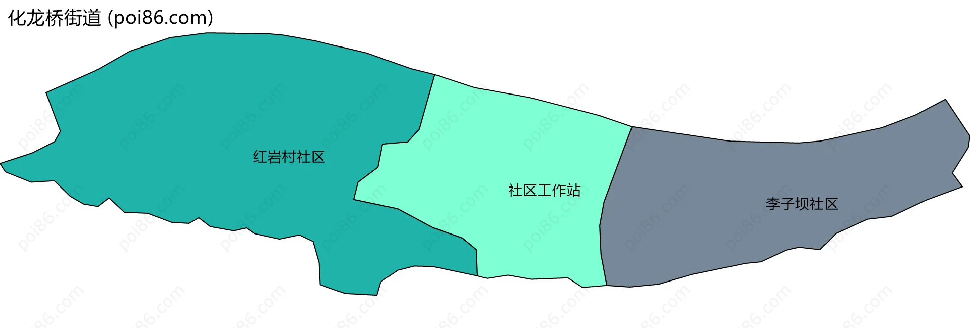 化龙桥街道边界地图(五级行政区划)