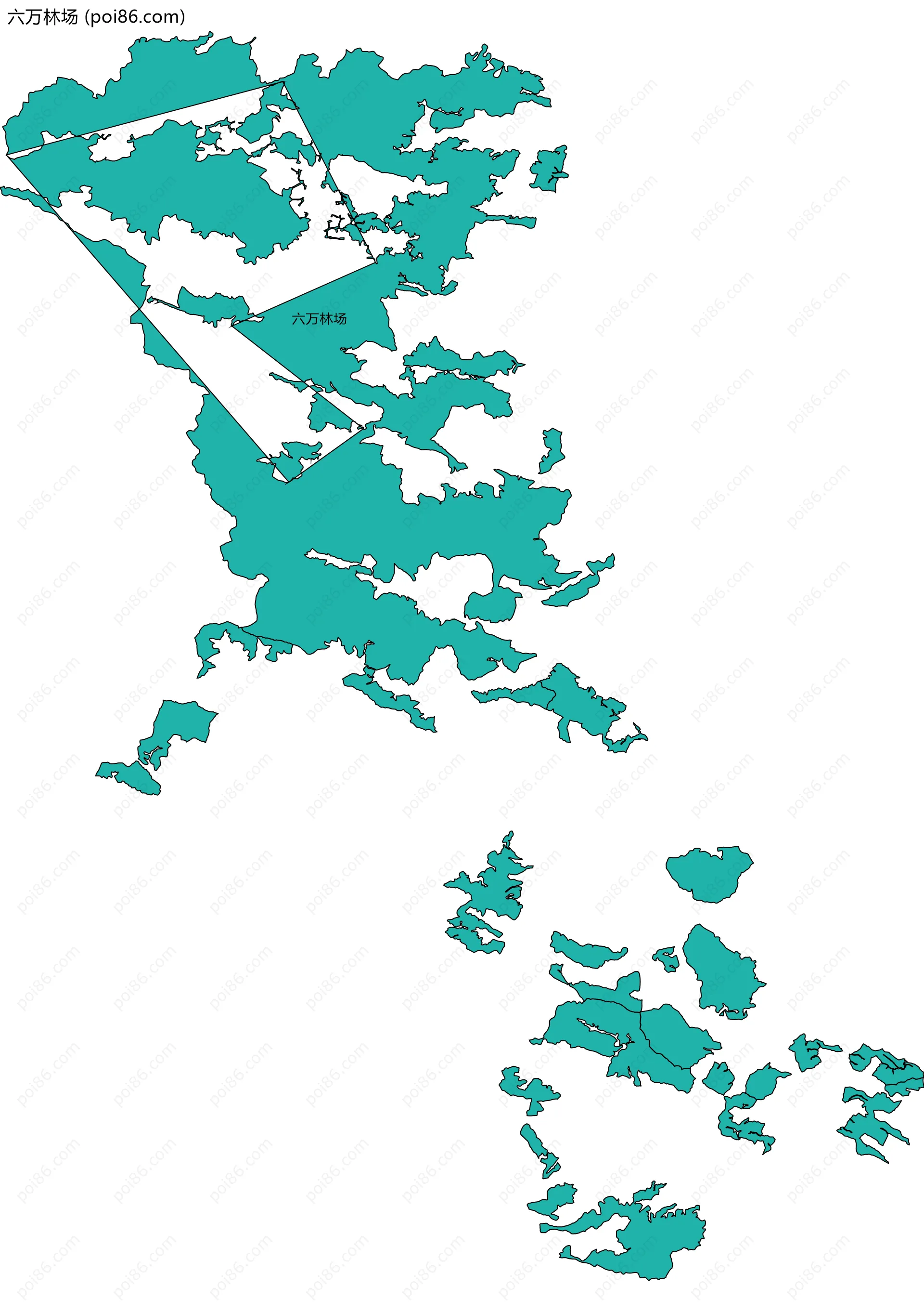 六万林场边界地图(五级行政区划)