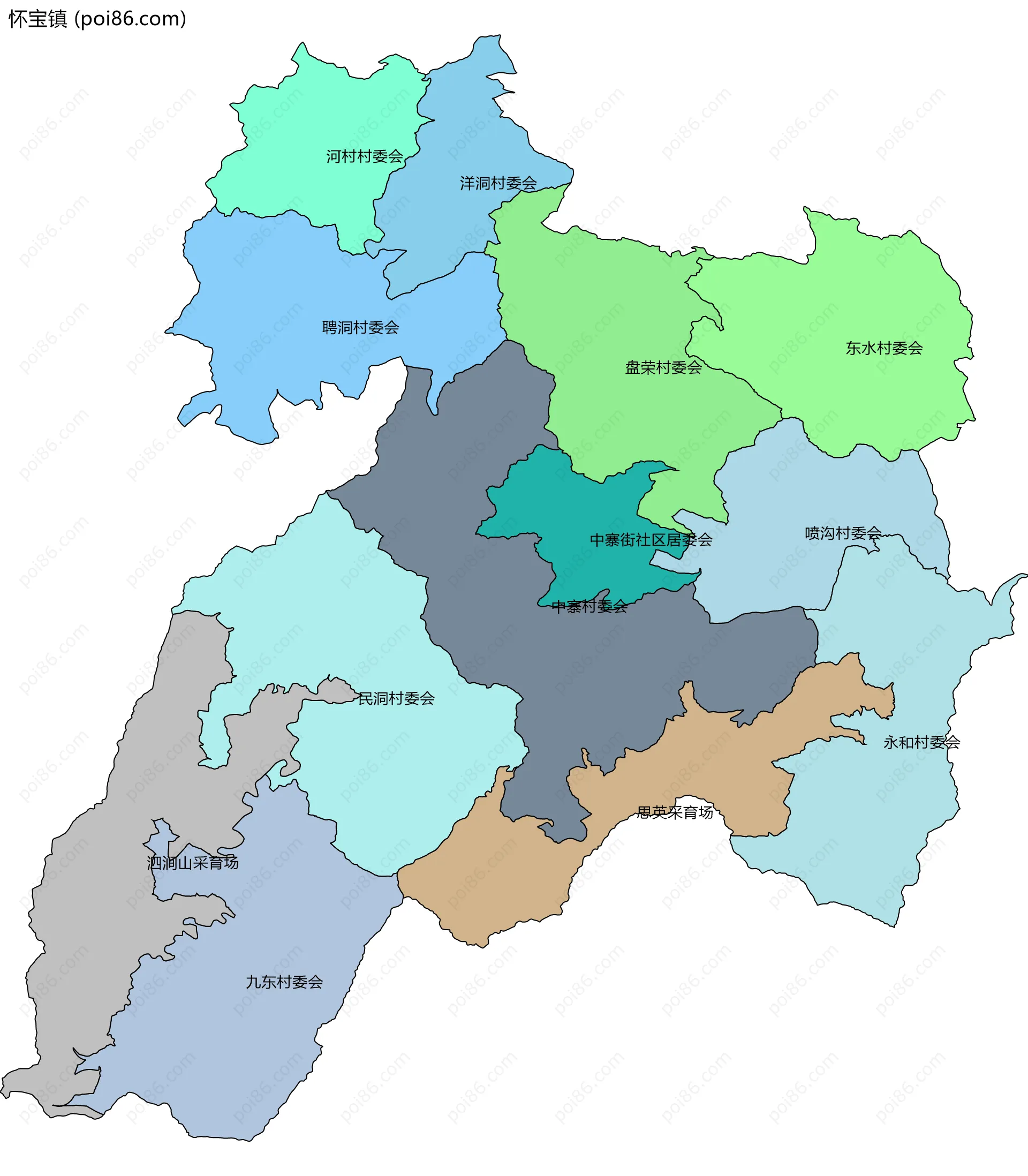 怀宝镇边界地图(五级行政区划)