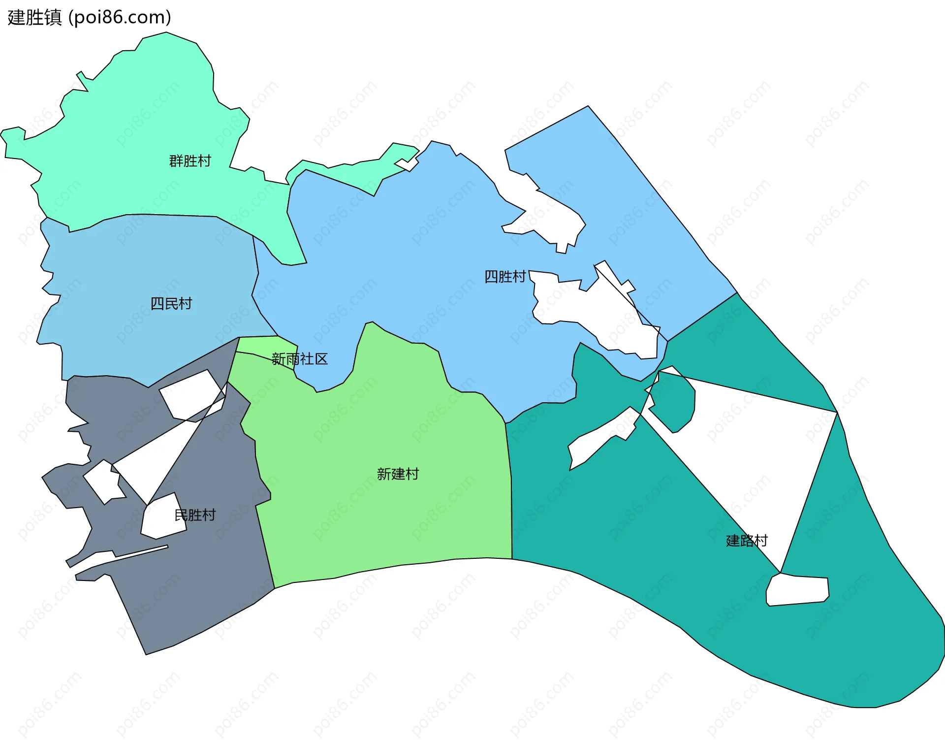 建胜镇边界地图(五级行政区划)