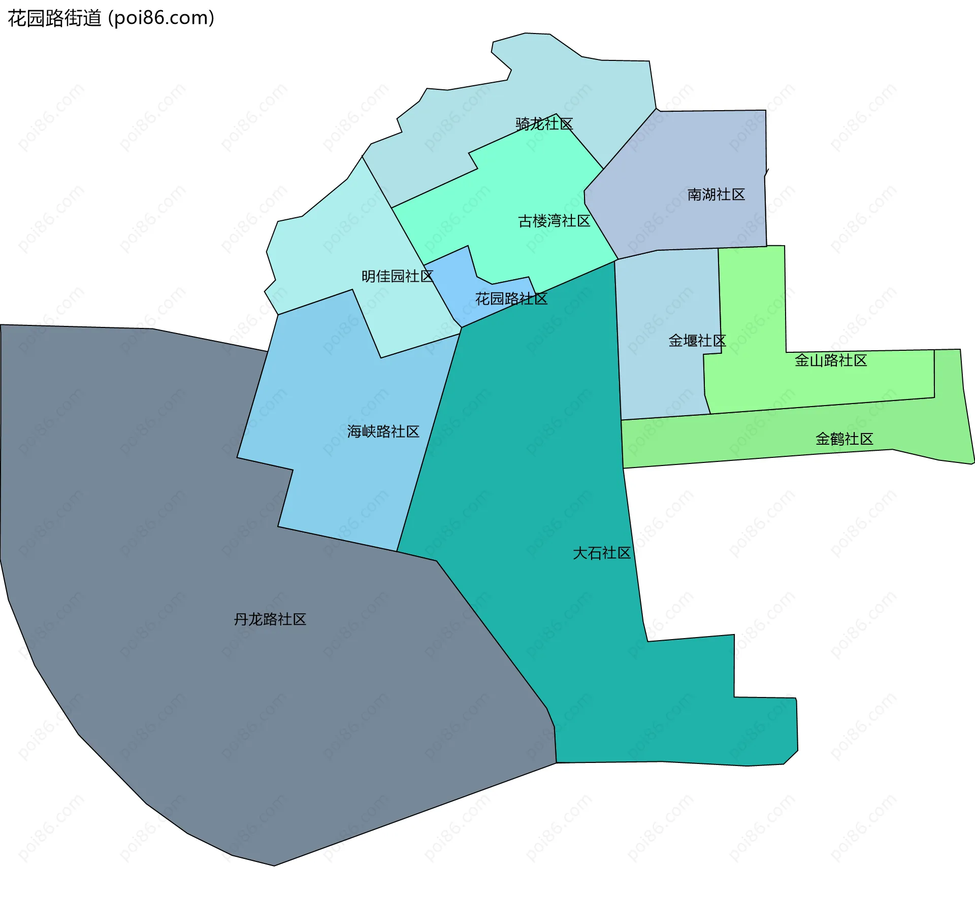 花园路街道边界地图(五级行政区划)