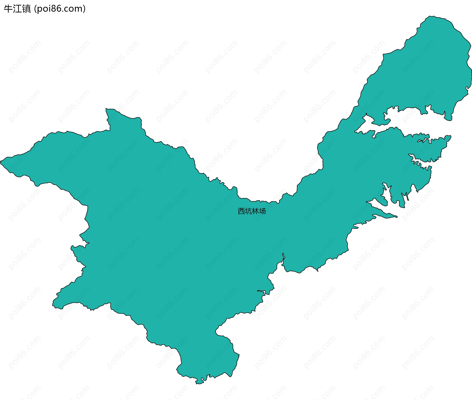 牛江镇边界地图(五级行政区划)